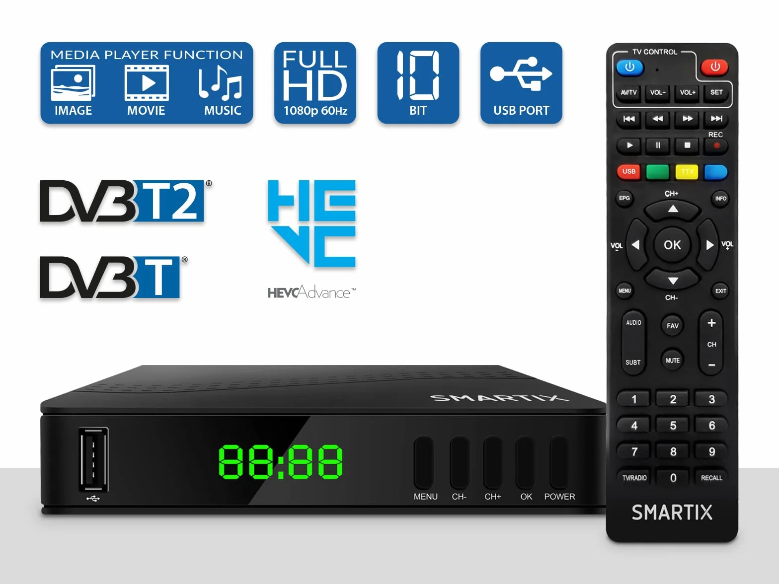Atlantis Smartix DH17 Cyfrowy naziemny DVBT/DVBT2/HEVC mpeg2/mpeg4 H264/H265