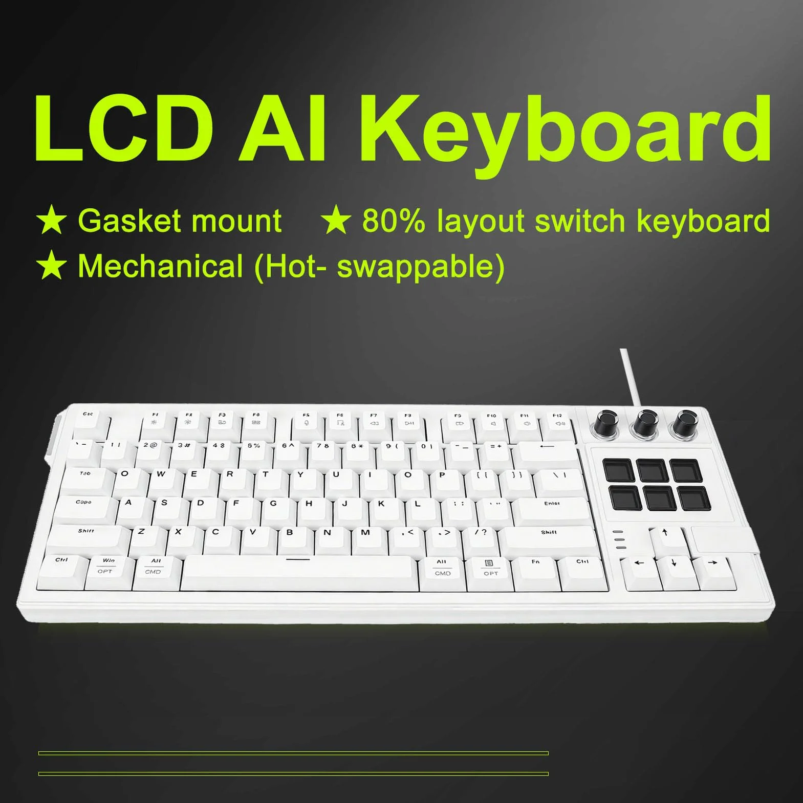 78-klawiszowa Klawiatura Mechaniczna, Podświetlenie RGB, Wymienne Przełączniki czerwone. (WHITE)