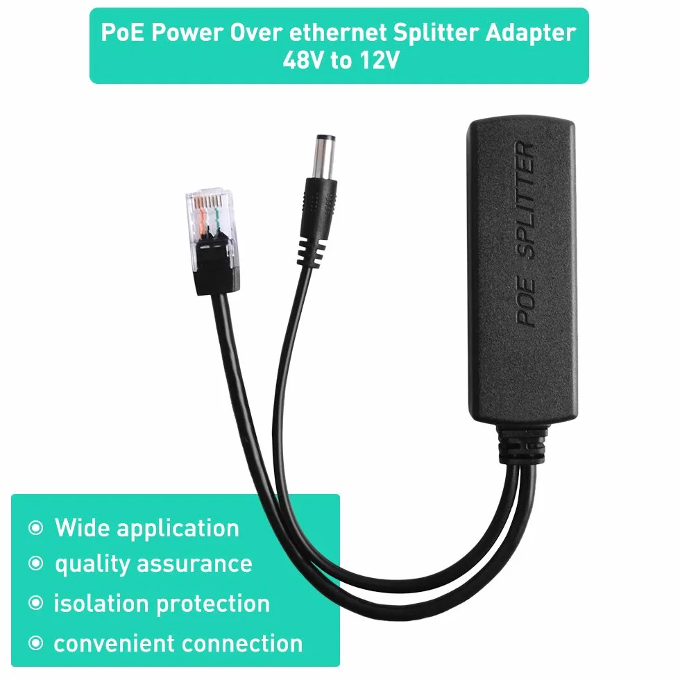 GeeekPi 2 sztuki adapterów rozgałęźników PoE 48 V na 12 V, IEEE 802.3af 10/100 Mb/s PoE z wyjściem 12 V do kamery IP, bezprzewodowego punktu dostępowego i telefonu VoIP
