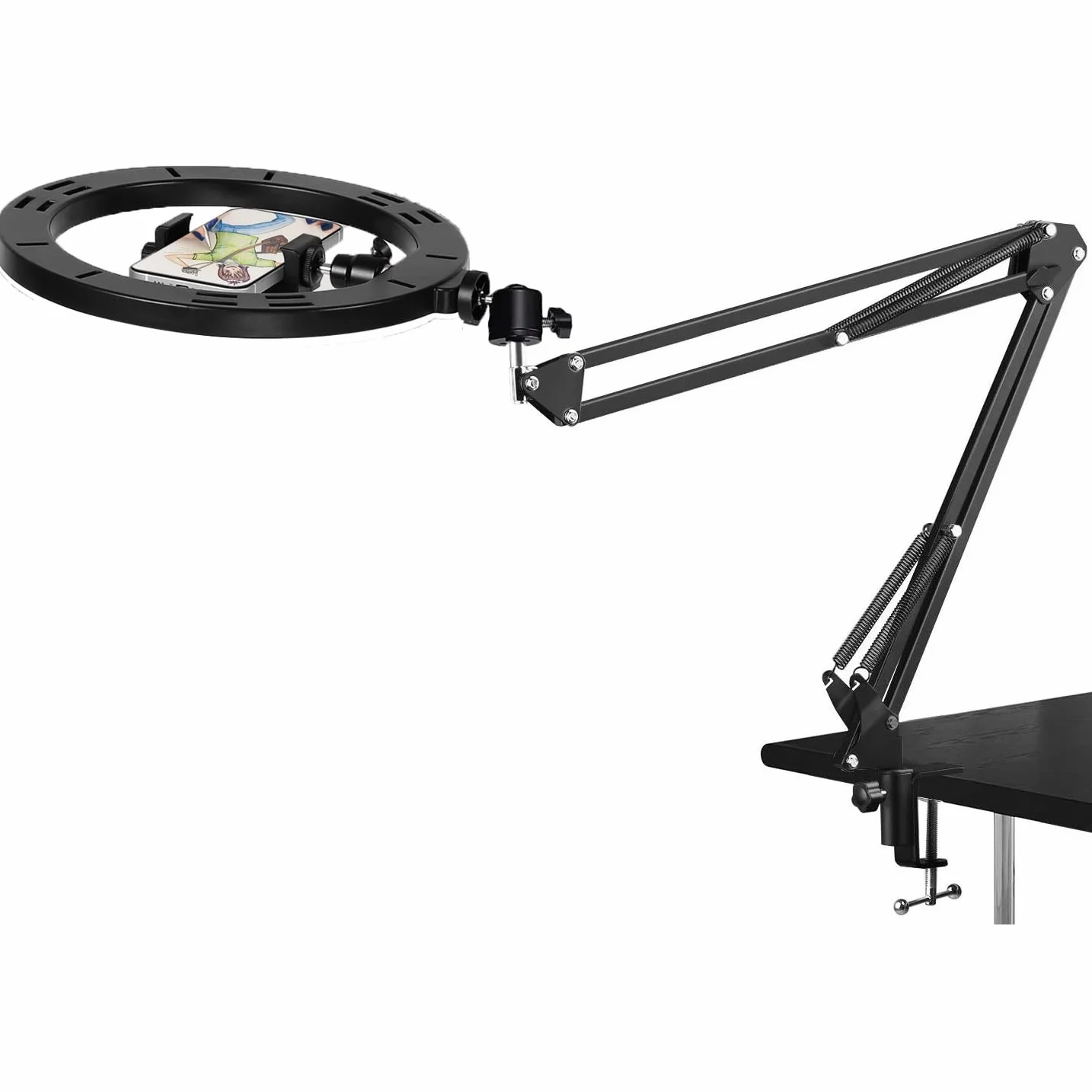 Lampa do selfie z uchwytem zaciskowym, lampa pierścieniowa 26 cm z uchwytem na wylewkę, kompatybilna z kamerami internetowymi Logitech C920 StreamCam C922 C930e C925e C615 Brio 500 300 100 4K