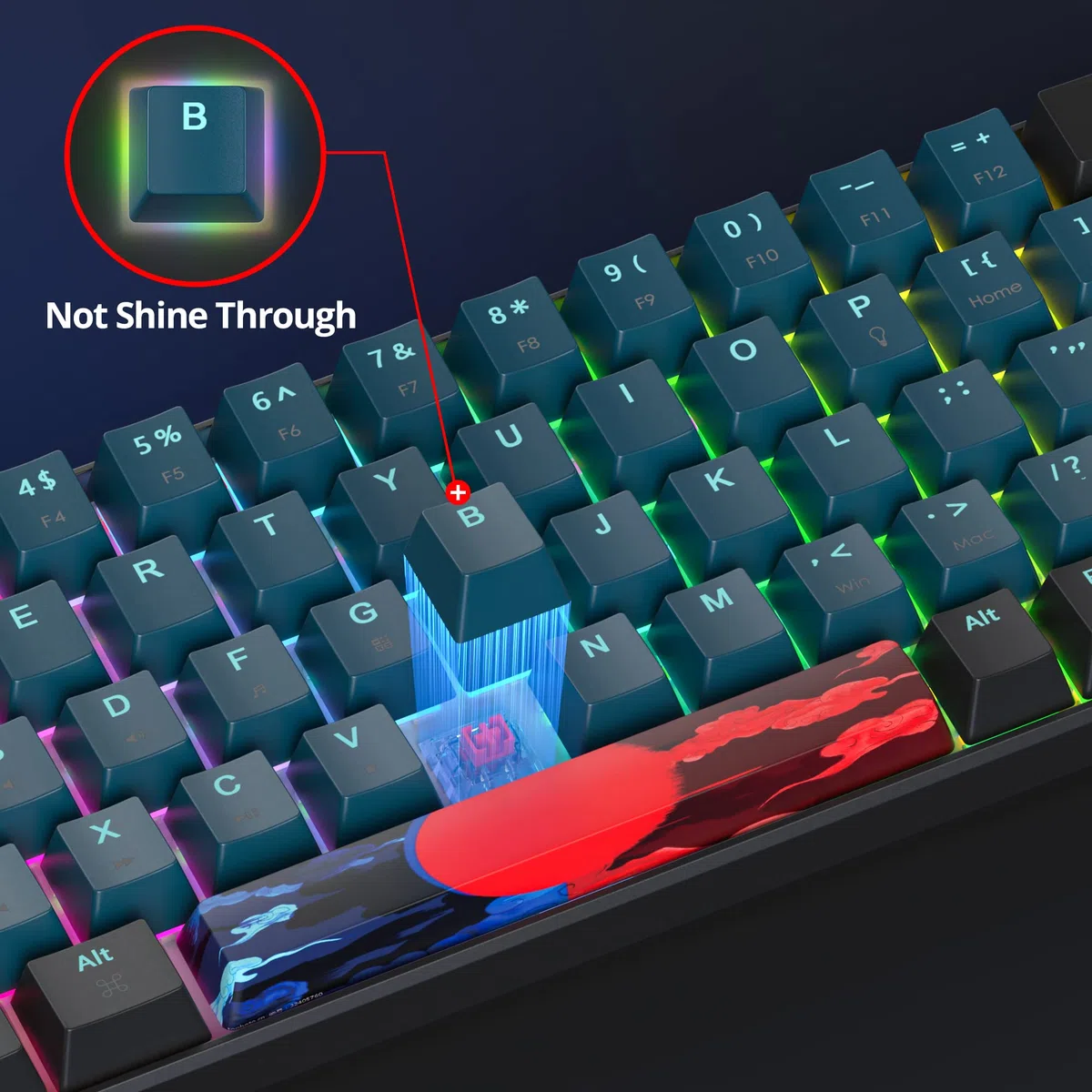 SOLIDEE 65% mechaniczna klawiatura do gier,68 klawiszy kompaktowa klawiatura przewodowa z podświetleniem RGB,Klawiatura z przełącznikiem liniowym dla komputerów z systemem Windows i Mac(68 Monstor)
