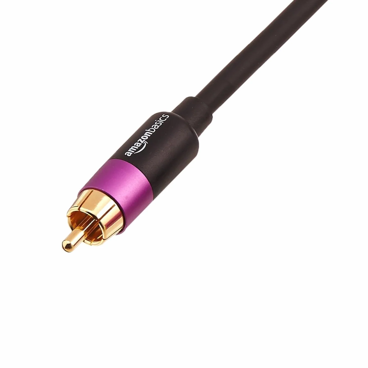 Amazon Basics 1 kabel audio RCA do subwoofera, wzmacniaczy, głośników Active z pozłacanymi wtyczkami, czarny, 15 m