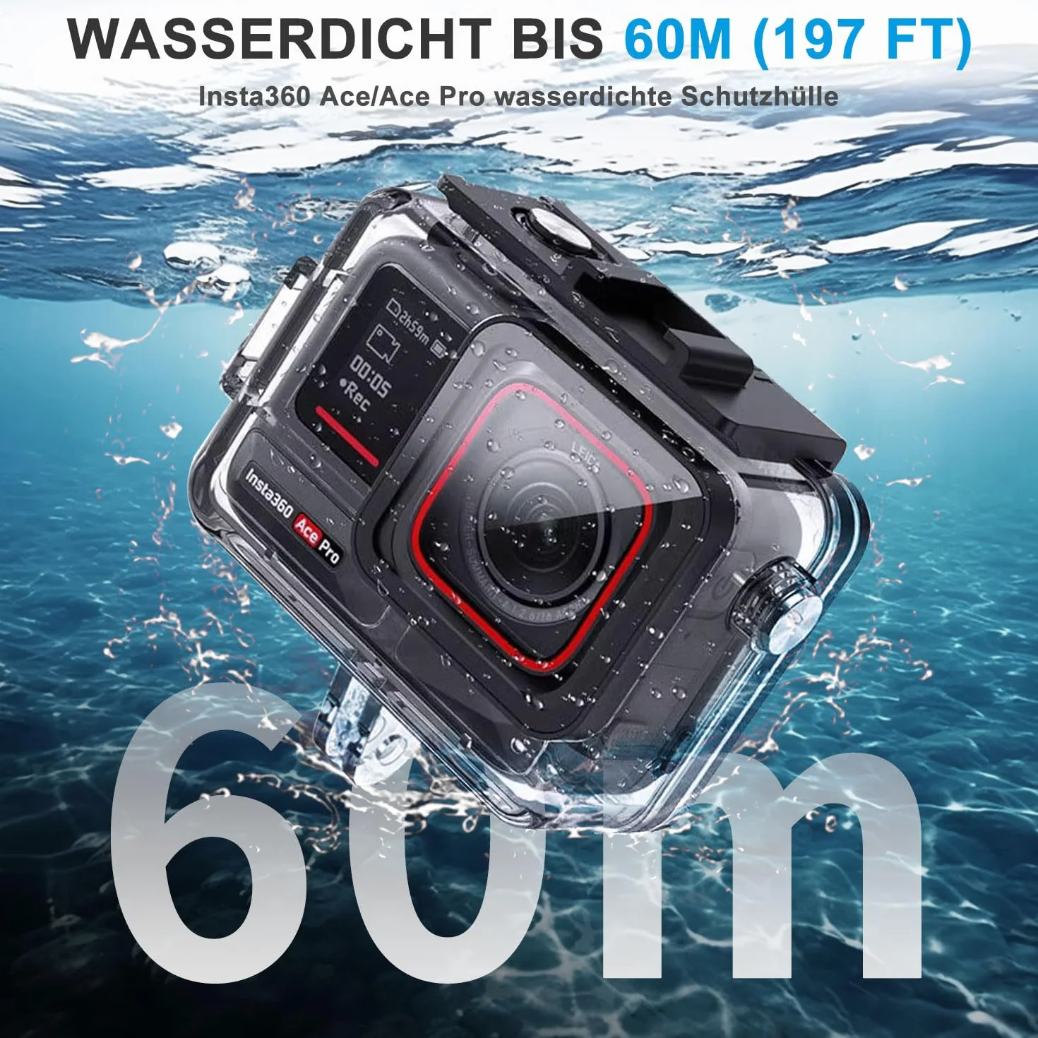 FitStill 50 M/164 FT Wodoodporna obudowa do Insta 360 ace Pro, pyłoszczelna i wodoodporna, obudowa do nurkowania z akcesoriami wspornikowymi, odpowiednia dla Insta 360 ace Pro