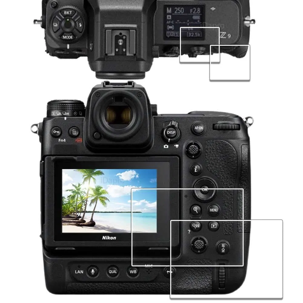iDaPro Folia ochronna do Nikon Z9/Z8/Z7 II/Z6 II, Szkło hartowane 9H | 2 Glass + 2 Top ekran + pudełko ABS. Nie dla Z6/Z7/Z5. Twardość 9H, odporne na rysy, bez bąbelków, HD, antyodciskowe.