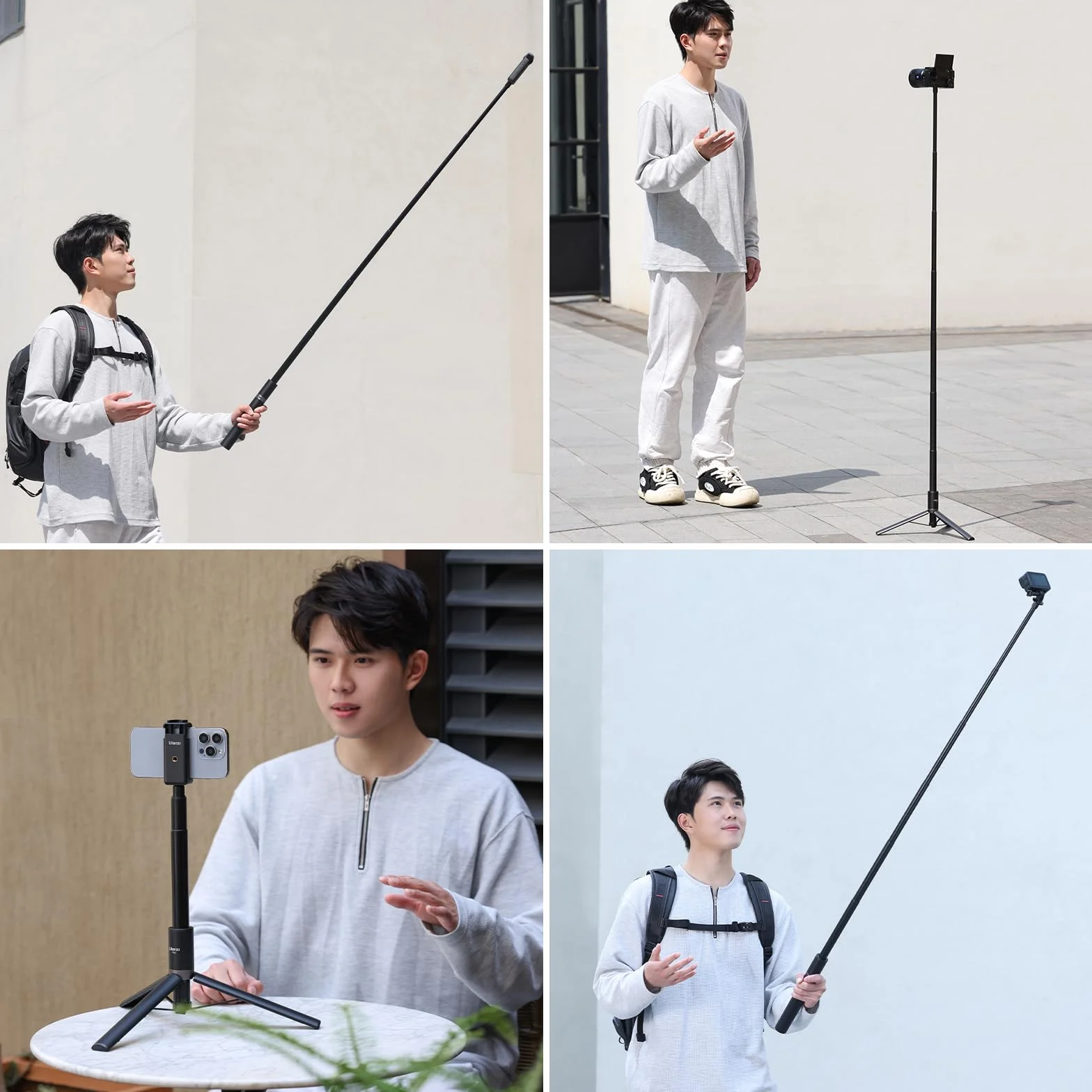 Statyw do selfie ULANZI 150 cm do Insta360 GO 3/X3/X4/X5, TT52 Monopod do kamery akcji Monopod kompatybilny z DJI Pocket 3 4