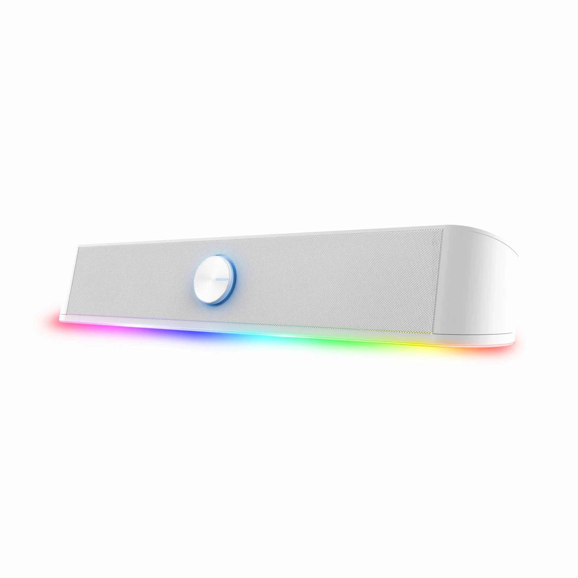 Rhox Soundbar RGB 1619W, Podświetlane Głośniki PC, Moc Szczytowa 12W, Głośnik Stereo USB, Biały