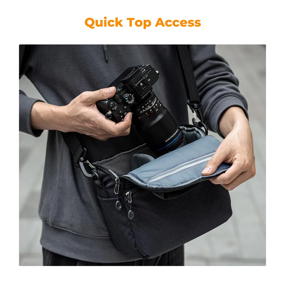 K&F Concept Plecak na aparat, torba na ramię, torby fotograficzne, prostokątne etui kompatybilne z plecakiem dronowym, Niebieski czarny, Plecaki typu Sling