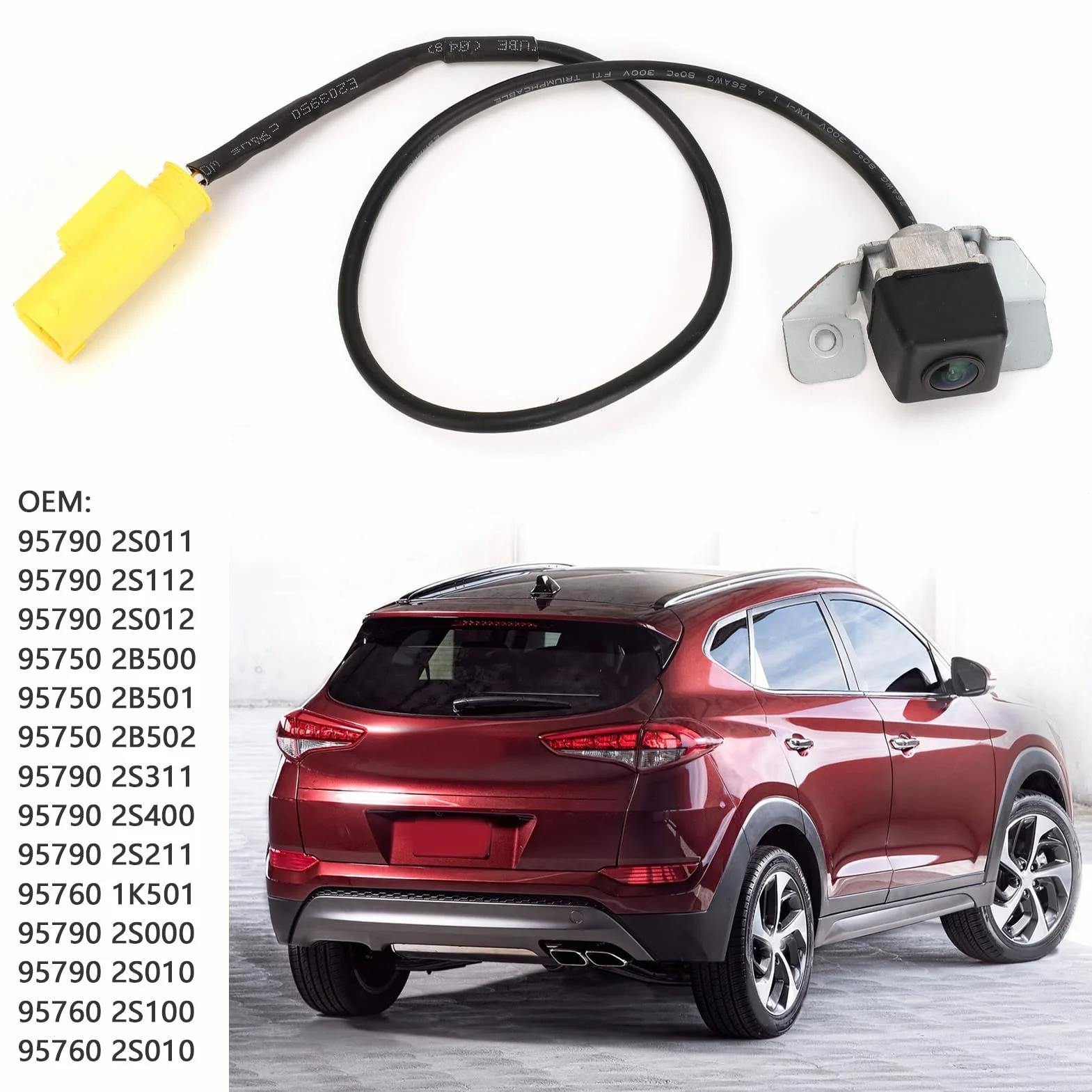 Kamera Cofania do Samochodu, Tylna Kamera Wspomagająca Parkowanie IP68 Wodoodporny 95790 Zapasowa Kamera Parkowania Kompatybilny z Hyundaiem IX35 2009-2015