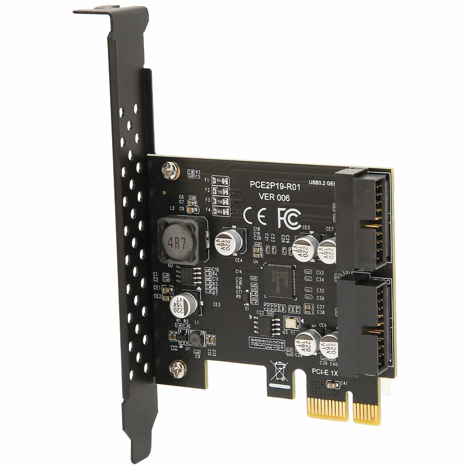 Karta rozszerzeń PCIe USB 3.2 Gen1 5 Gb/s Podwójny Port 19-pin Metal