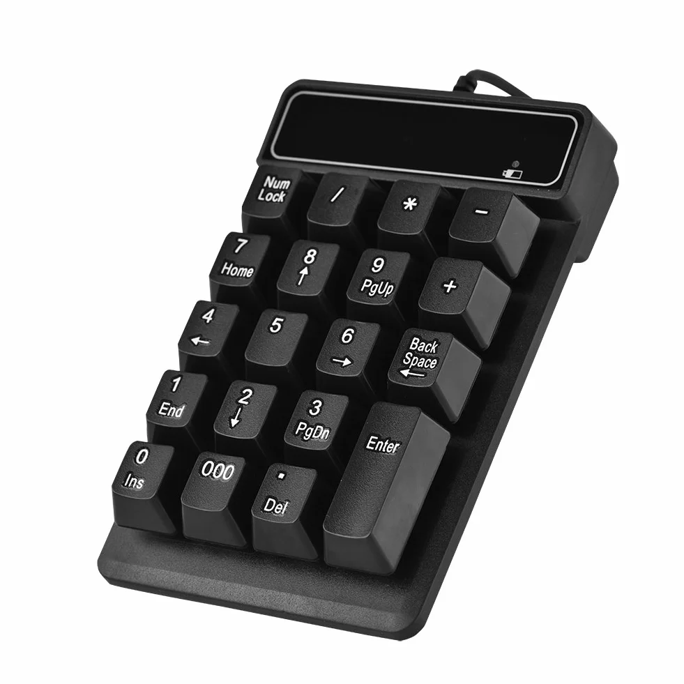 Richer-R Klawiatura cyfrowa 1,5 m / 5FT USB przewodowa pełnowymiarowa 19 klawiszy klawiatury numerycznej dodany klucz 000 do przenośnego komputera stacjonarnego z systemem Windows (czarny)