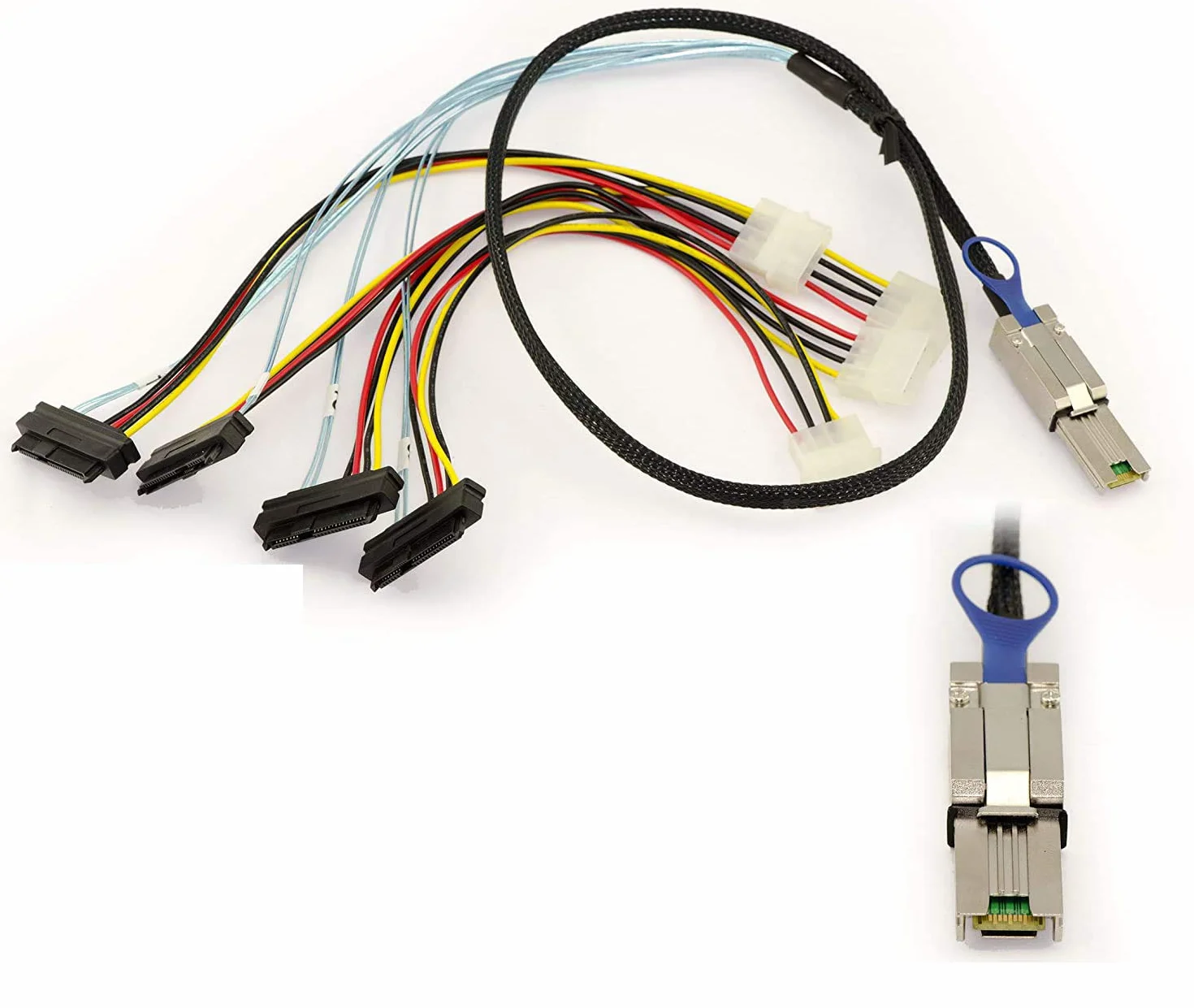 KALEA-INFORMATIQUE Kabel SAS MiniSAS SFF-8088 do SFF-8482. Długość 1M, SFF8088 26-pinowy zewnętrzny Mini-SAS, wewnętrzny SFF8482 29-pinowy SAS
