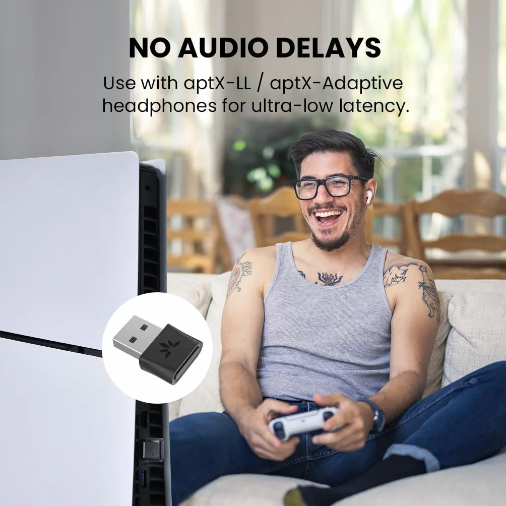 Avantree DG80-Gaming adapter USB Bluetooth 5.3 do PS5 i konsoli do gier z niskim opóźnieniem i aptX-Adaptive, bezprzewodowy