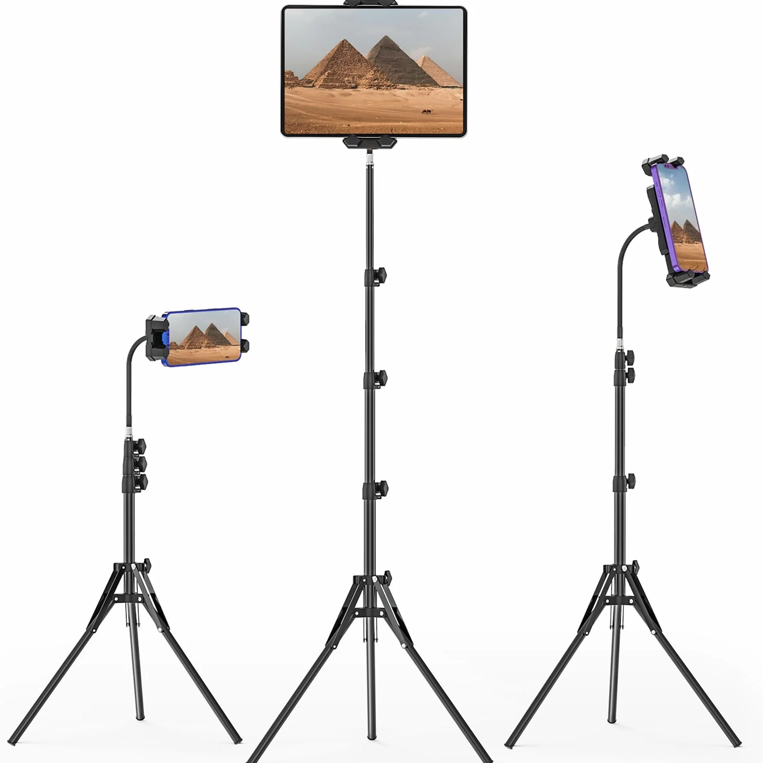 Statyw na iPada 68,89" Regulowany Obrotowy 360° Stojak na Tablet z Gęsią Szyją 4,7-13,5"