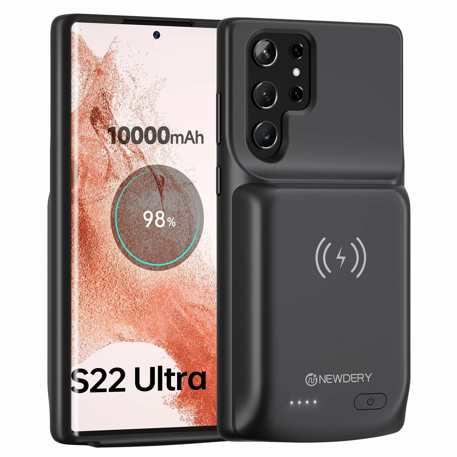 NEWDERY Etui na akumulator do Samsung Galaxy S22 Ultra 10000 mAh, powerbank czarny