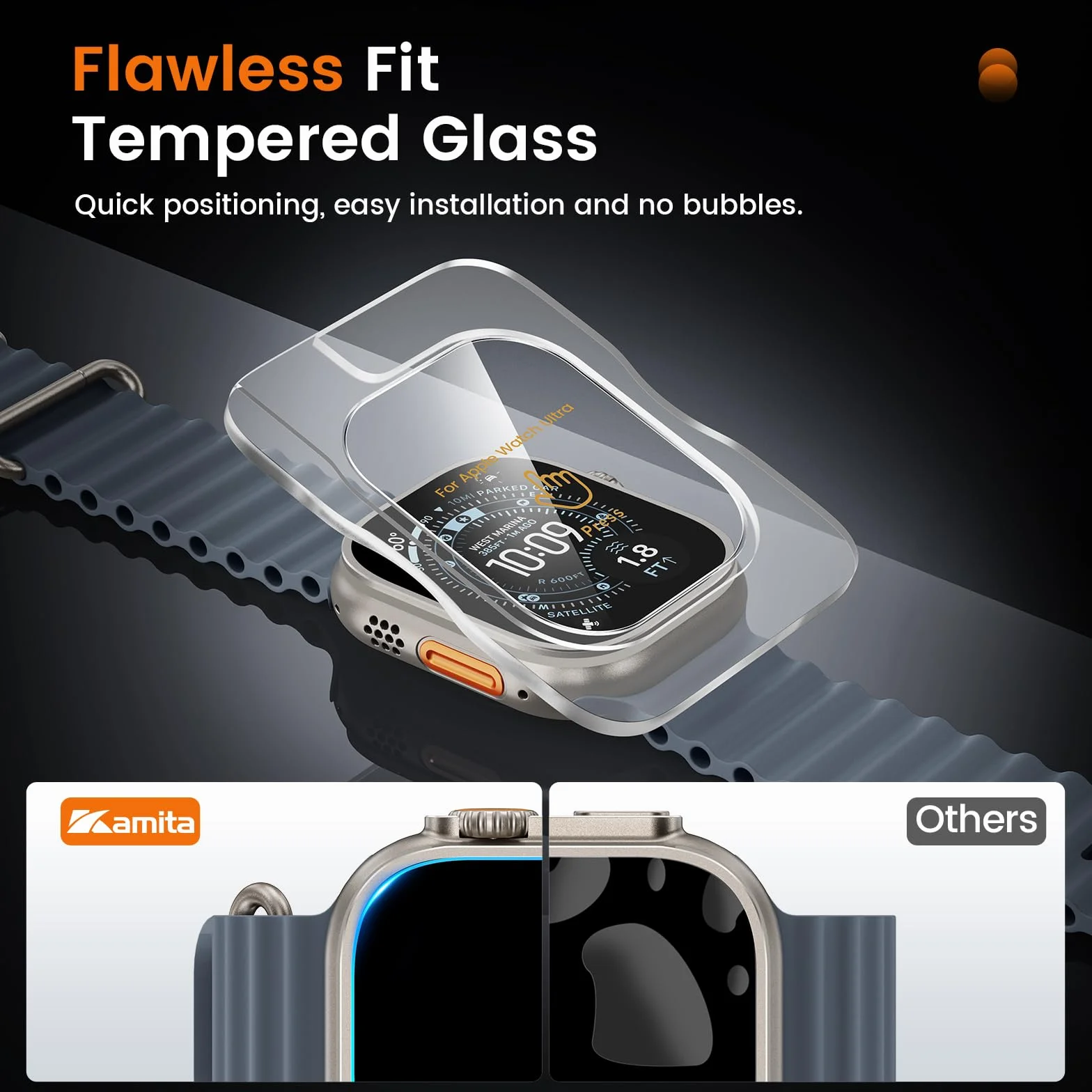 Kamita Metalowa obudowa kompatybilna z Apple Watch Ultra 3/2/1 49 mm, zderzak z hartowanego szkła ochronnego i tylną pokrywą, osłona 360° na iWatch 49 (tytan)