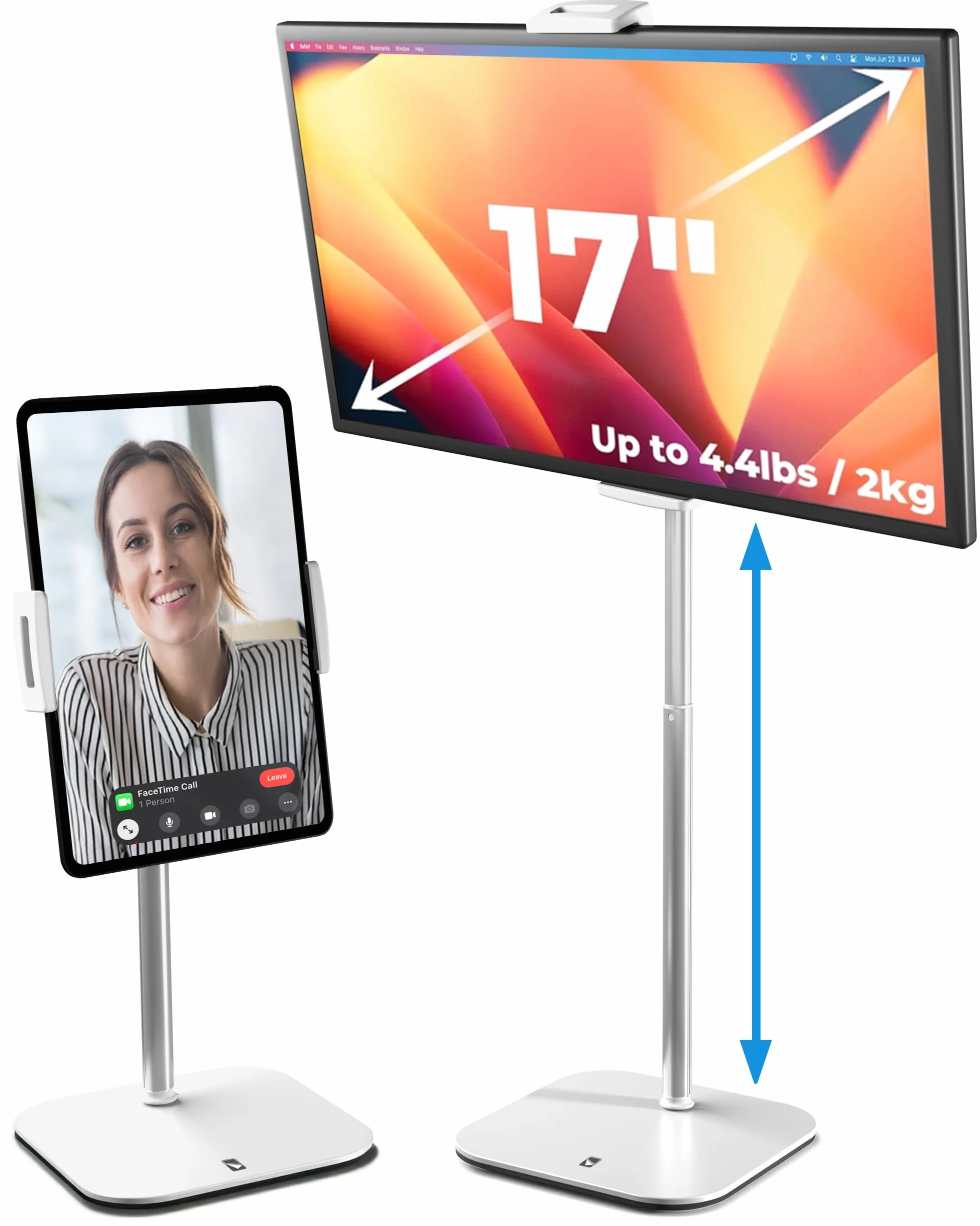 COOPER TabStand Stojak na biurko o wysokości 20", uchwyt na monitory do laptopów do 17" (2 kg), uchwyt na tablet biurkowy, mocowanie tabletu, kompatybilny z iPadem Samsung Kindle Fire Android (biały)