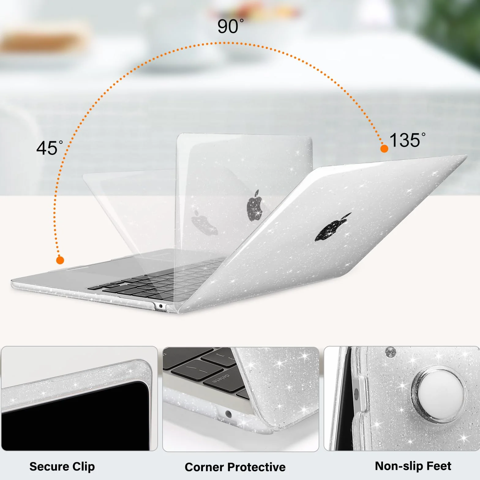 MOSISO Etui kompatybilne z MacBook Air 34.5 cm 2022-2024 M3 A3113 M2 A2681 twarda obudowa z tworzywa sztucznego przezroczysta
