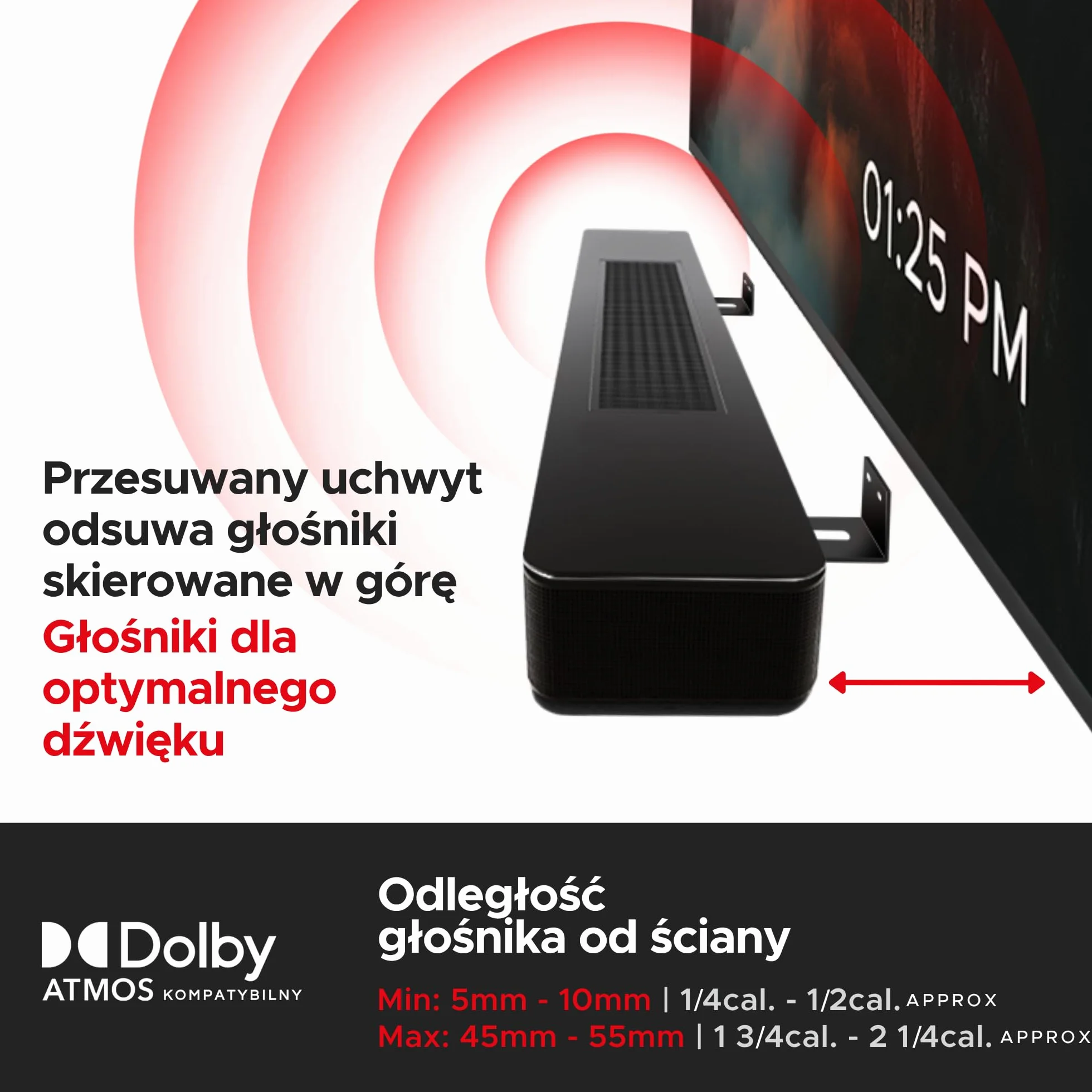 Sound Bass Soundbar Smart 300 500 550 600 700 900 Lifestyle Ultra Uchwyt Ścienny do Bose 300/500/550/600/700/900 Ultra, Smart Sound Bar, TV Speaker, Regulowany Uchwyt Montażowy pod Telewizorem, Czarny