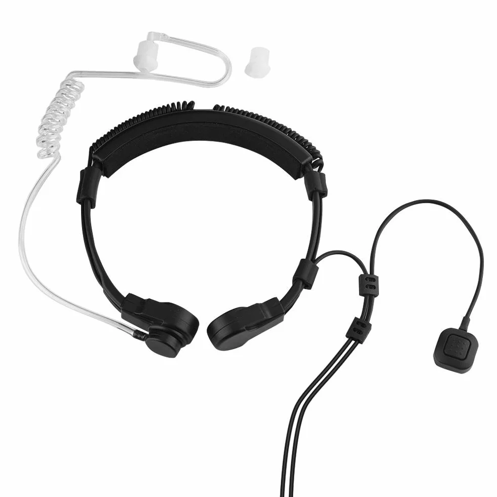 Throat Mic zestaw słuchawkowy, rura akustyczna gardło mikrofon mikrofon przewód powietrza słuchawki PTT do UV-5R BF-888S Walkie Talkie