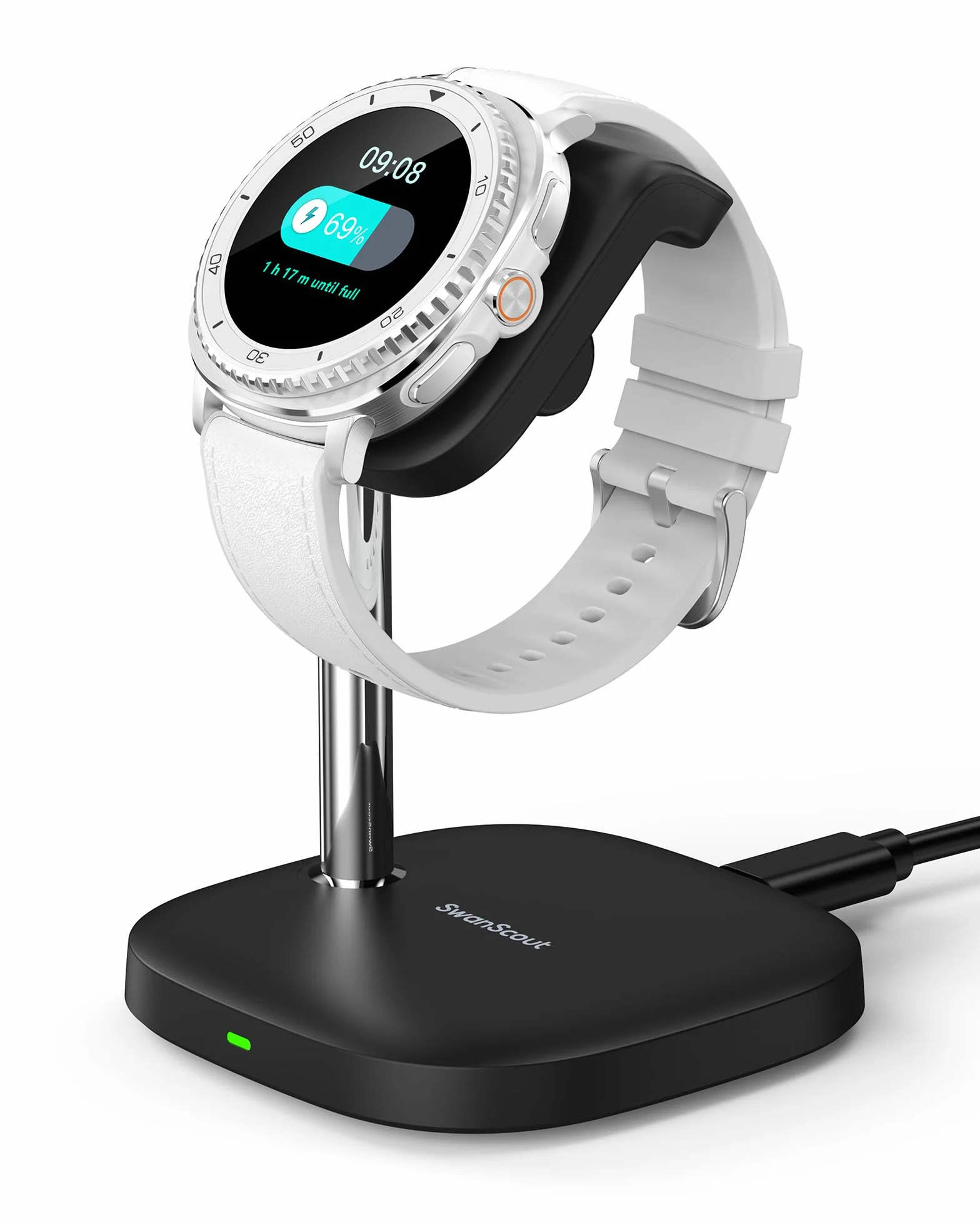 SwanScout 505S Podstawka Ładowarka dla Samsung Galaxy Watch Ultra/8/7/6/5/4/3/Active 2, Szybkie Ładowanie, Czarny