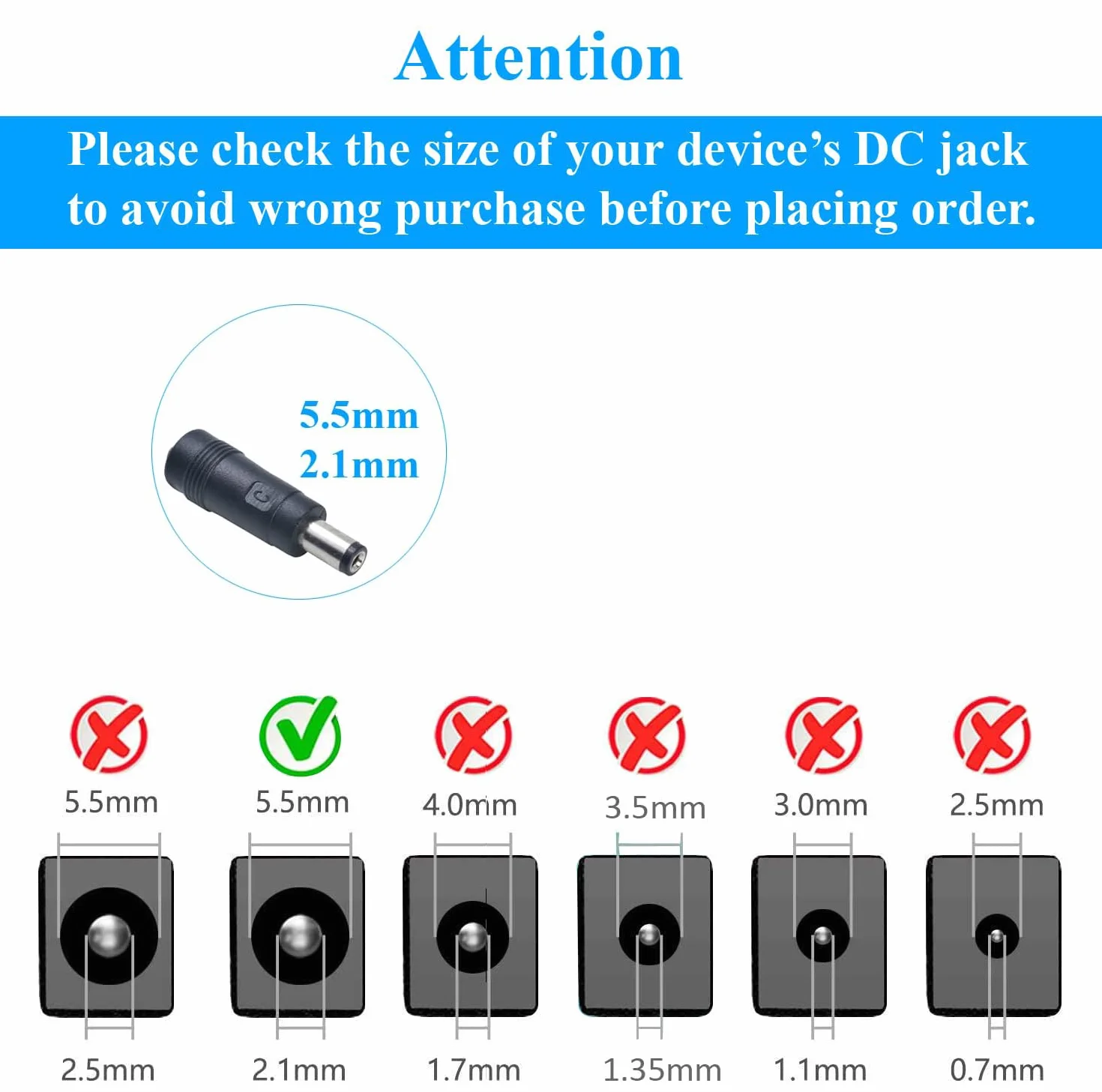 AC do DC 12 V 3 A zasilacz sieciowy, wtyczka 5,5 mm x 2,1 mm do kamery CCTV DVR NVR LED łańcuch świetlny