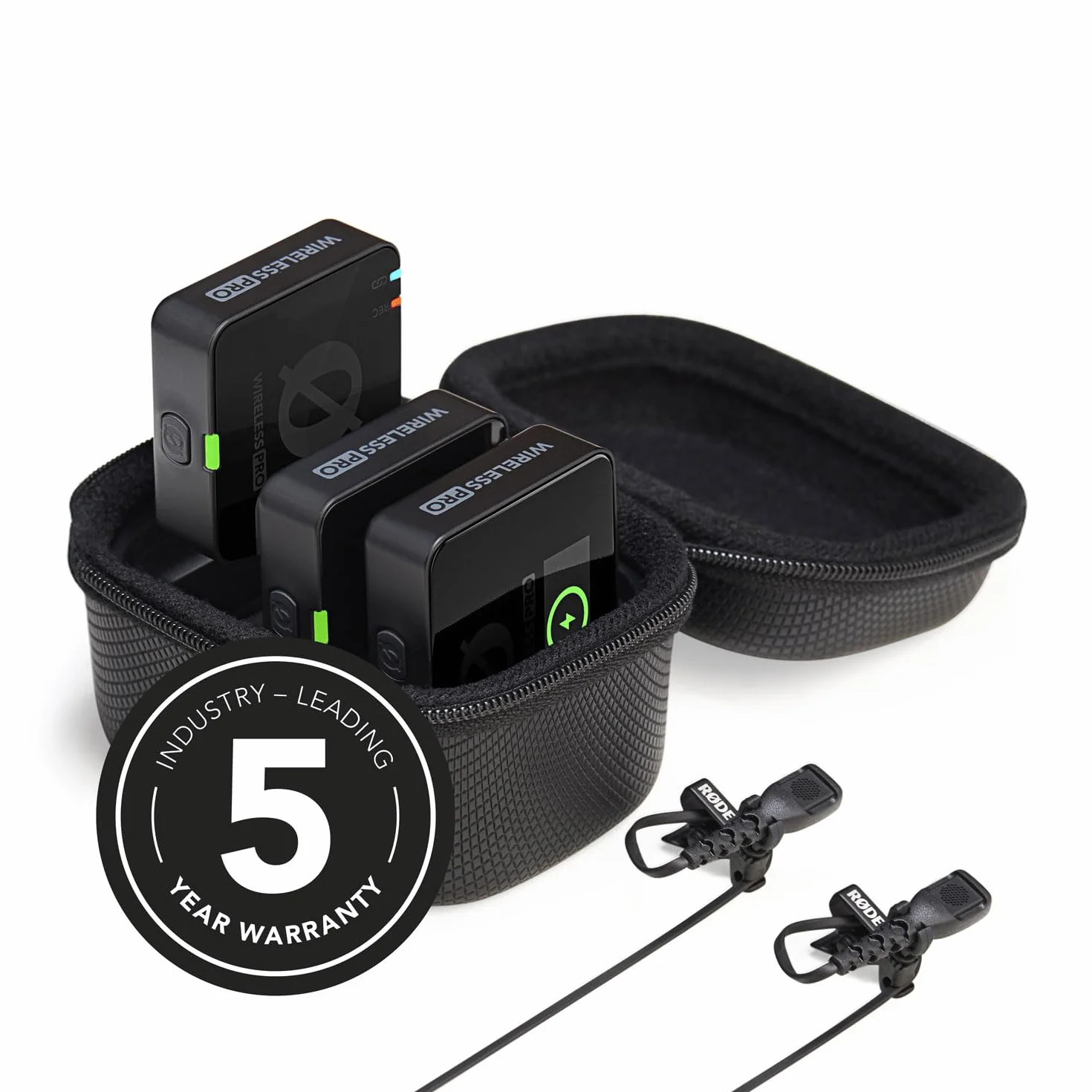 Rode Wireless Pro cyfrowy 2-kanałowy zestaw bezprzewodowych mikrofonów do nagrywania z kamerą + ściereczka z mikrofibry Keepdrum