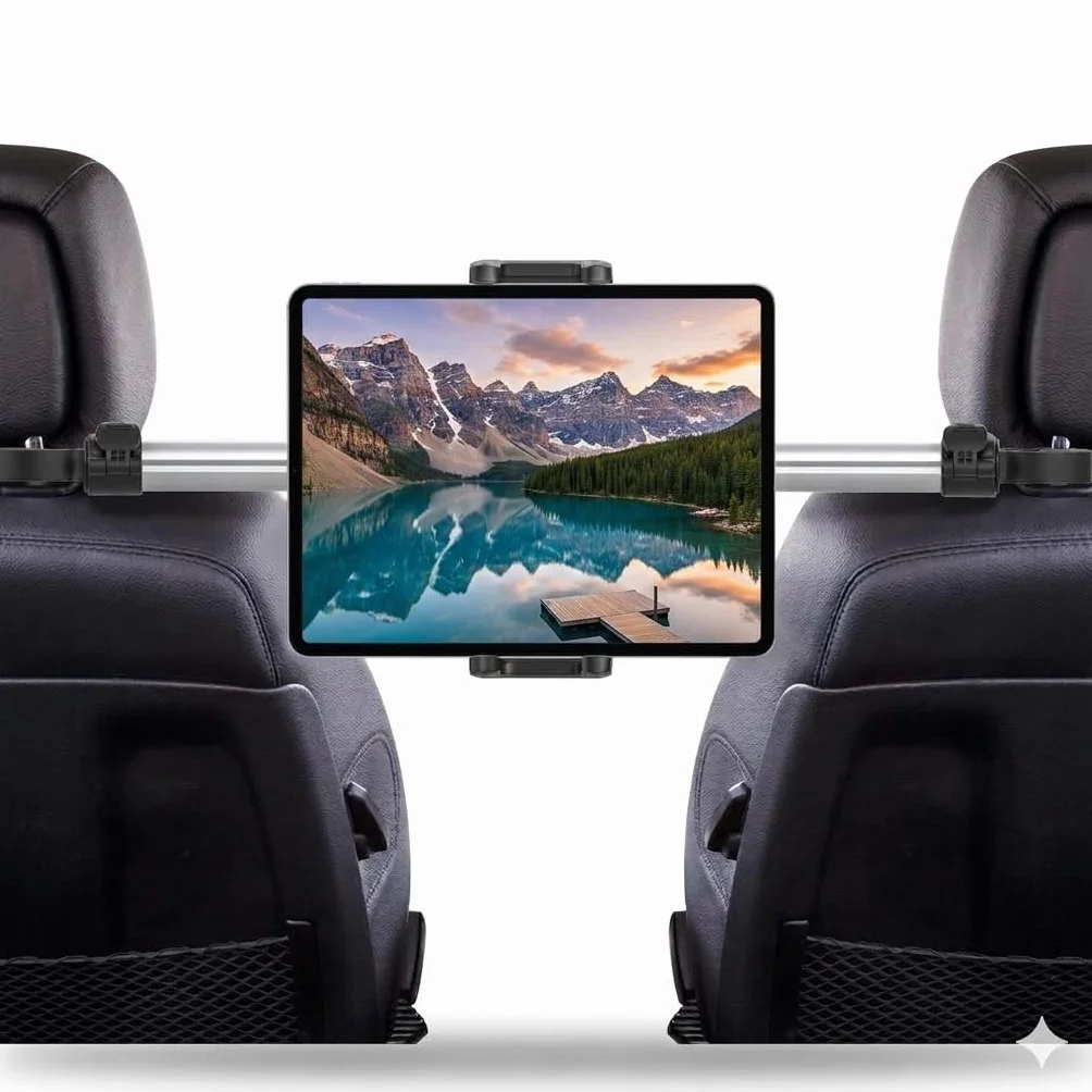 4-13" uchwyt na tablet i przełącznik do samochodu,stabilny i bezpieczny między zagłówkami,iPada, uchwyt samochodowy na środkowy tablet,pasuje do iPad Mini Air, iPad Pro 12.9 11..