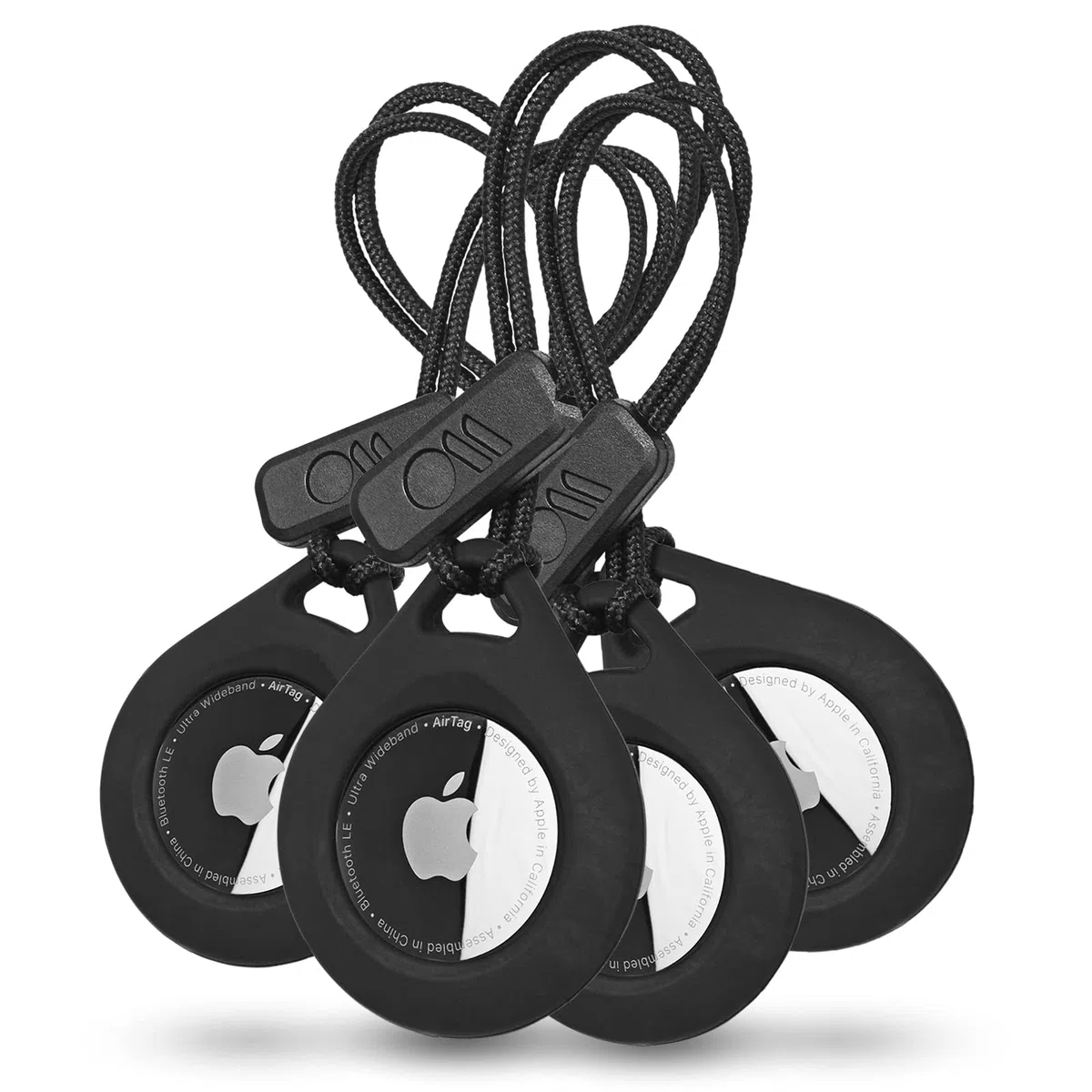 Case-Mate Uchwyt na AirTag, etui na Apple AirTags z wytrzymałym paskiem, ochronny brelok do kluczy z twardą obudową, na AirTag, na obrożę dla kota, klucze, bagaż, plecak, 4 sztuki, czarny