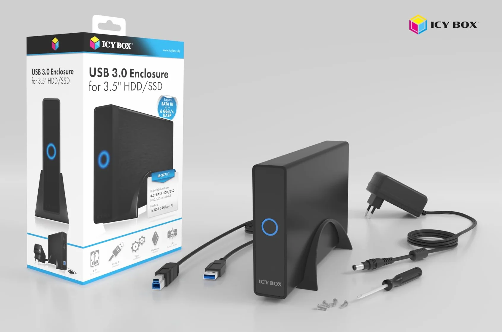 ICY BOX Boitier zewnętrzny IB-377U3 USB 3.0-3"1/2 S-ATA" Czarny