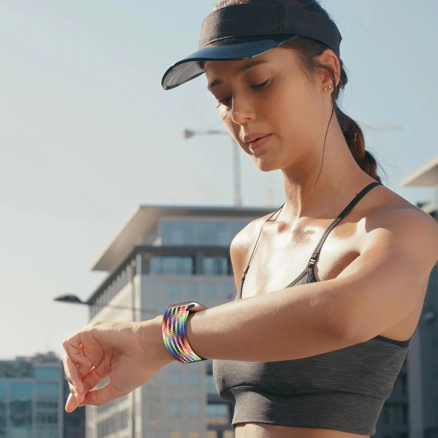 Pleciona opaska Solo Loop kompatybilna z Apple Watch pasek 38mm 40mm 41mm 42mm 44mm 45mm 46mm 49mm, elastyczna okrągła klamra do iWatch Series 10 9 8 7 6 5 4 3 Ultra 2 1 SE
