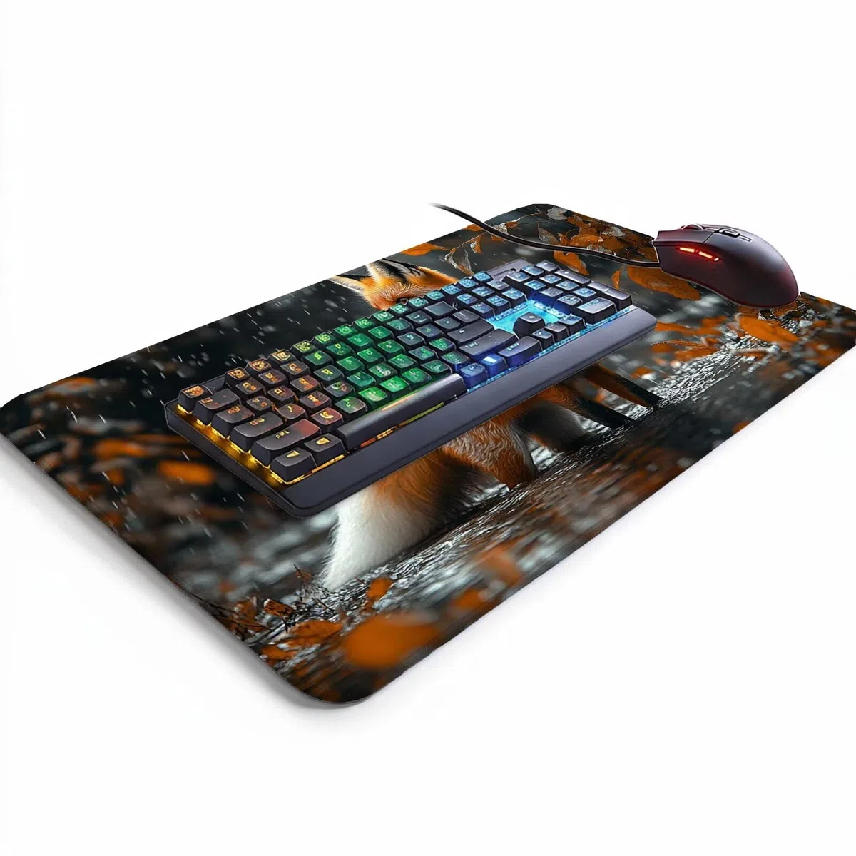 Podkładka pod mysz z lisem XXL, 600 x 1400 x 3 mm, wodoodporna, podkładka pod mysz dla graczy, poprawia dokładność i prędkość, akcesoria do gier, laptop, biuro, prezent dla mężczyzn, FSBD-6760