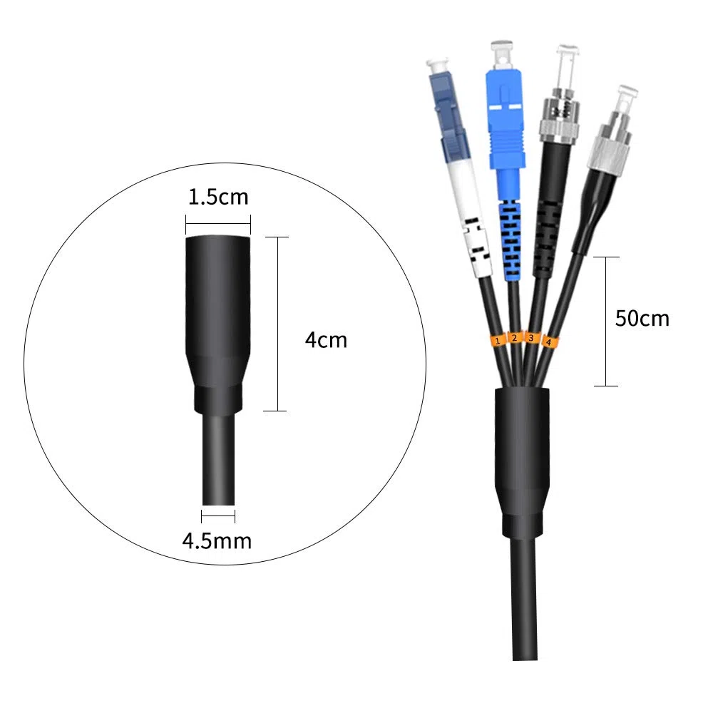 100 metrów 328 ft LC do LC zewnętrzny opancerzony 4-rdzeniowy 9/125 SM kabel optyczny skoczek optyczny przewód krosowy tryb pojedynczy LC-LC