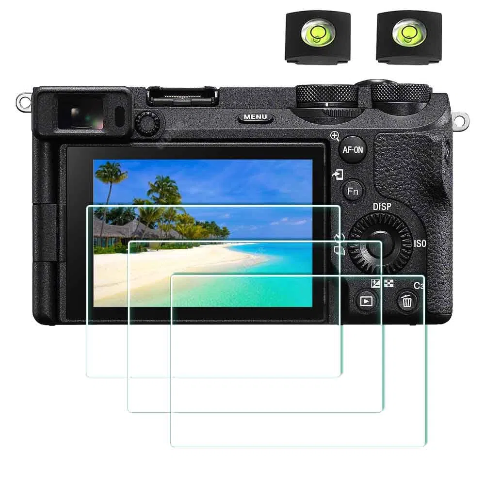 ULBTER Ochraniacz ekranu do aparatu Sony Alpha A7C II 7C II A7CII A7CR A6700 6700 i osłona gorącej stopki 0,3 mm twardość 9H osłona ze szkła hartowanego, odporna na zarysowania i bąbelki [3 + 2