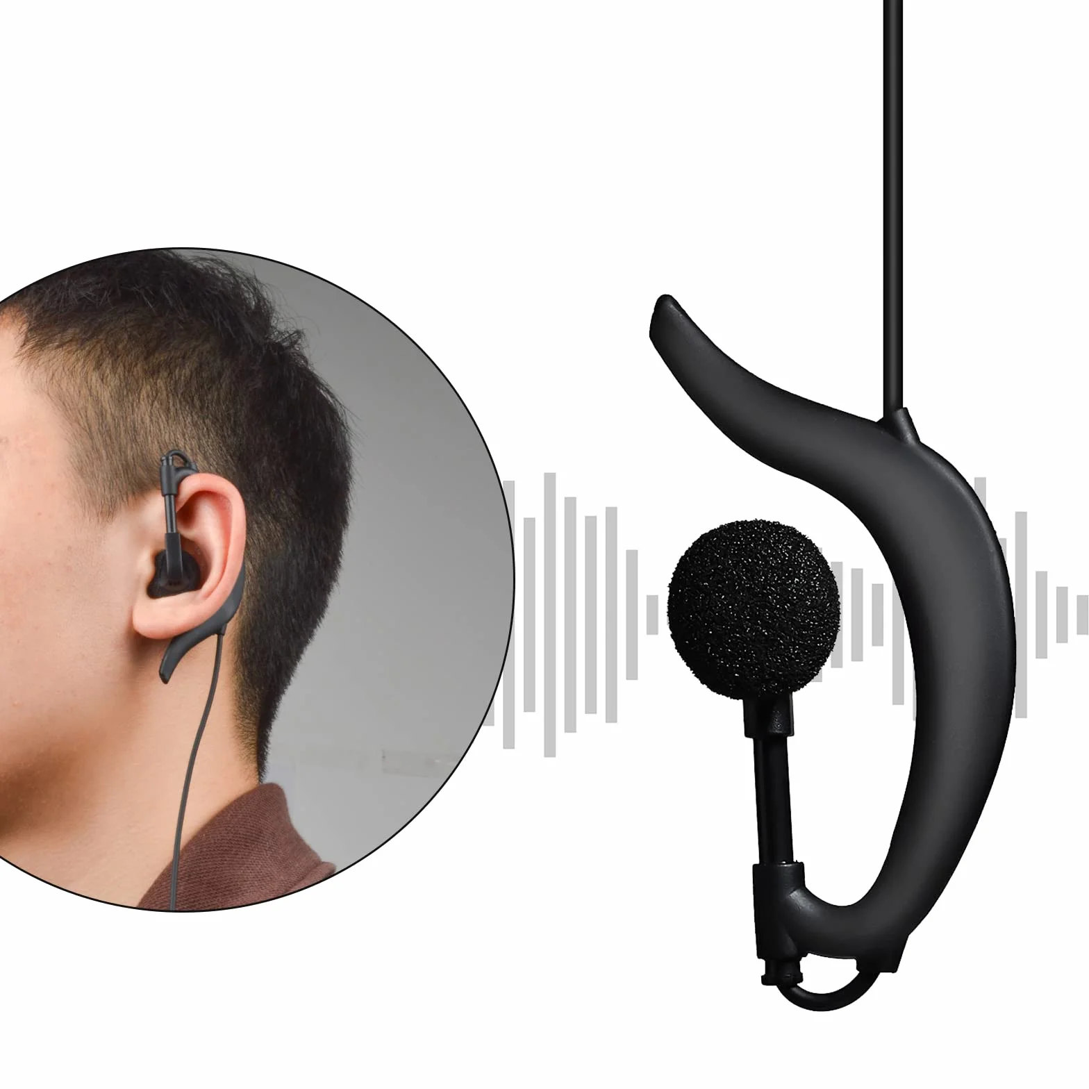 Słuchawki radiowe kompatybilne z Retevis Baofeng UV5R Kenwood TK250 Walkie Talkie Headset z PTT i mikrofonem (czarny G, 2 sztuki)