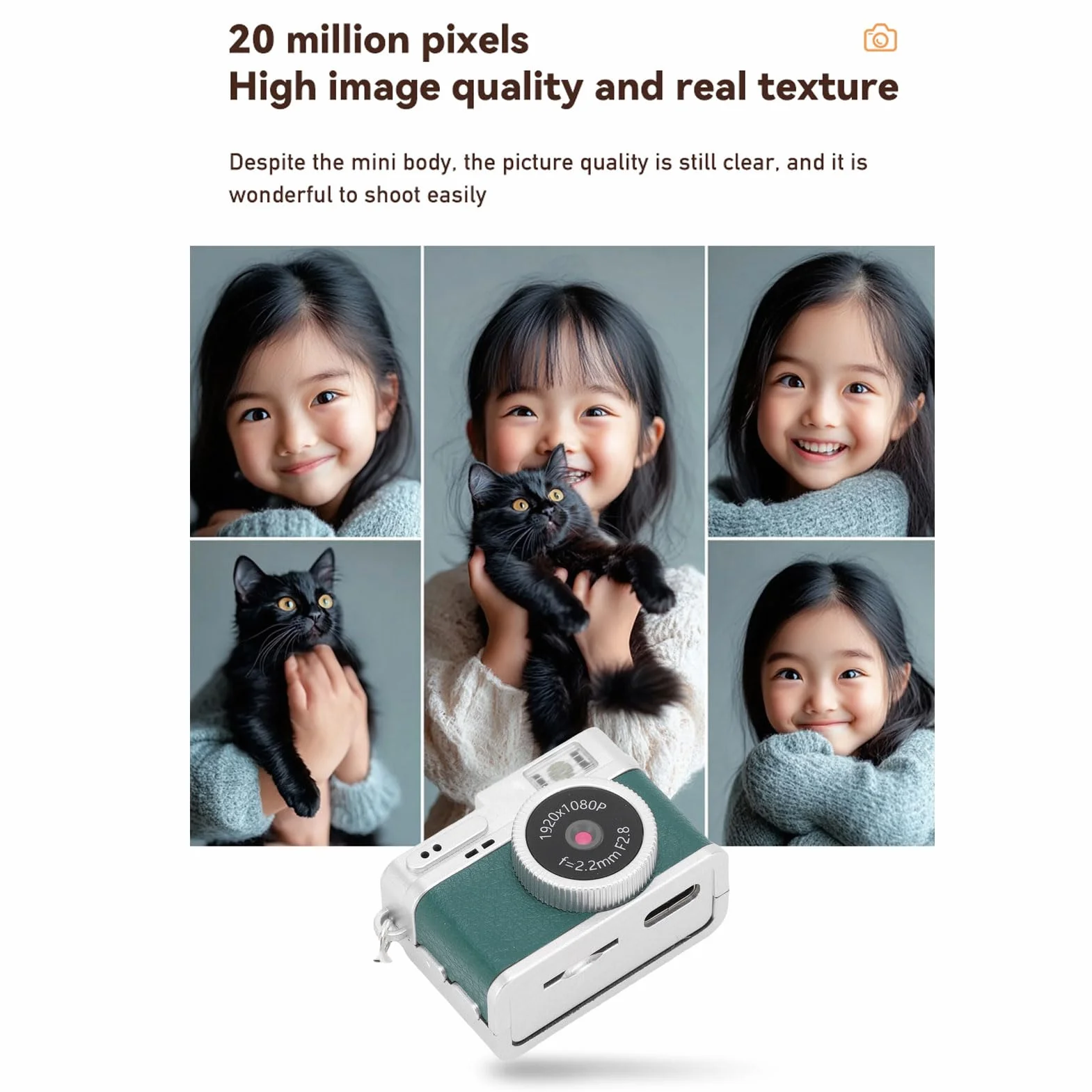 SENECESLI Brelkain, 1080p Mała Kamera Retro do Zdjęcia Wideo z Podróżowaniem, 128 GB Expandable, Ekran HD 0,96 ", Wbudowany w 4 Filtry (GREEN)