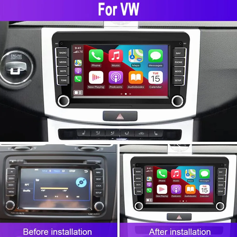 Radio samochodowe 2 + 32 G Android 13 do VW Transporter T5.1 2010-2020 z bezprzewodowym systemem Carplay Android Auto, 7-calowy ekran dotykowy Auto Stereo Display Player Radio GPS Navigation Head Unit