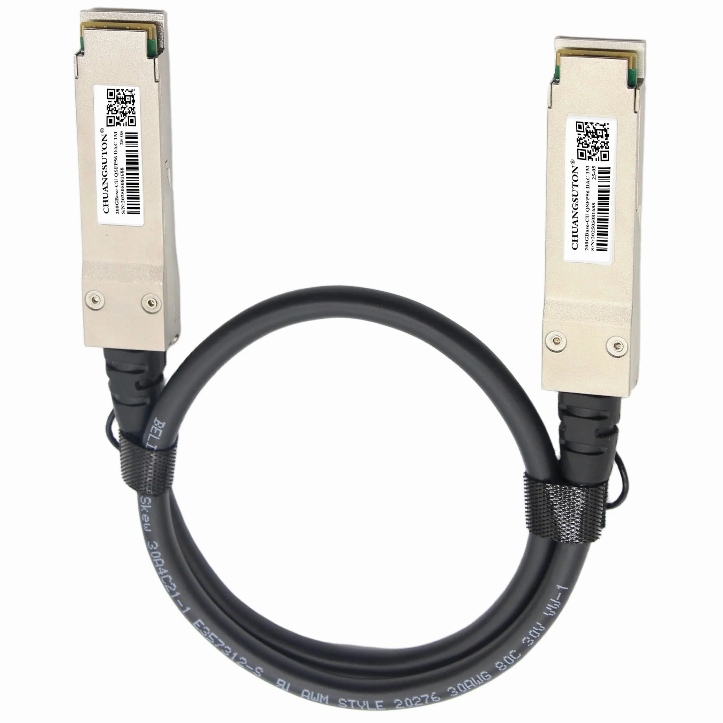 Kabel 200G QSFP56 do QSFP56 PAM4 DAC, Ethernet, pasywny, bezpośredni podłączany, miedziany kabel Twinax, kompatybilny z NVIDIA/Mellanox MCP1650-V00AE30 (0,5 m / 1,64 ft)