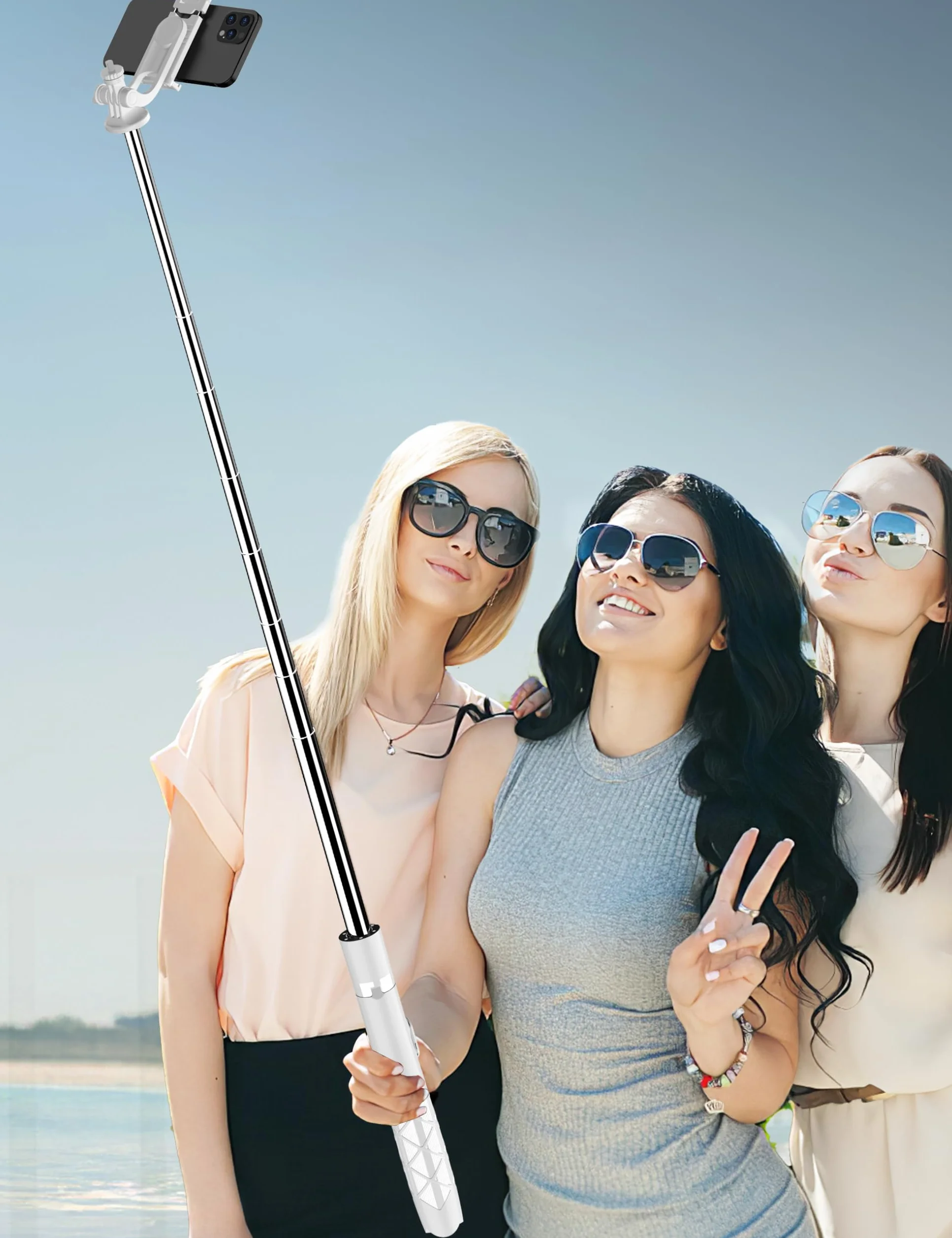 Statyw selfie stick 180 cm, rozszerzalny statyw do telefonu komórkowego All-in-1 z bezprzewodowym pilotem zdalnego sterowania, uchwyt na telefon komórkowy kompatybilny z Gopro, iPhone, Samsung