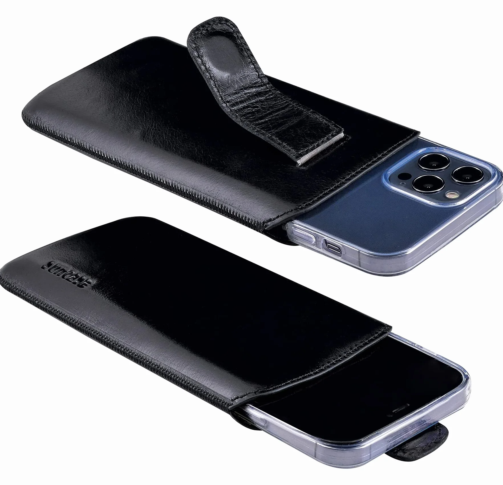 Etui kompatybilne z iPhone 16 Pro Max 6,9 cala czarne skórzane z klapką bumper