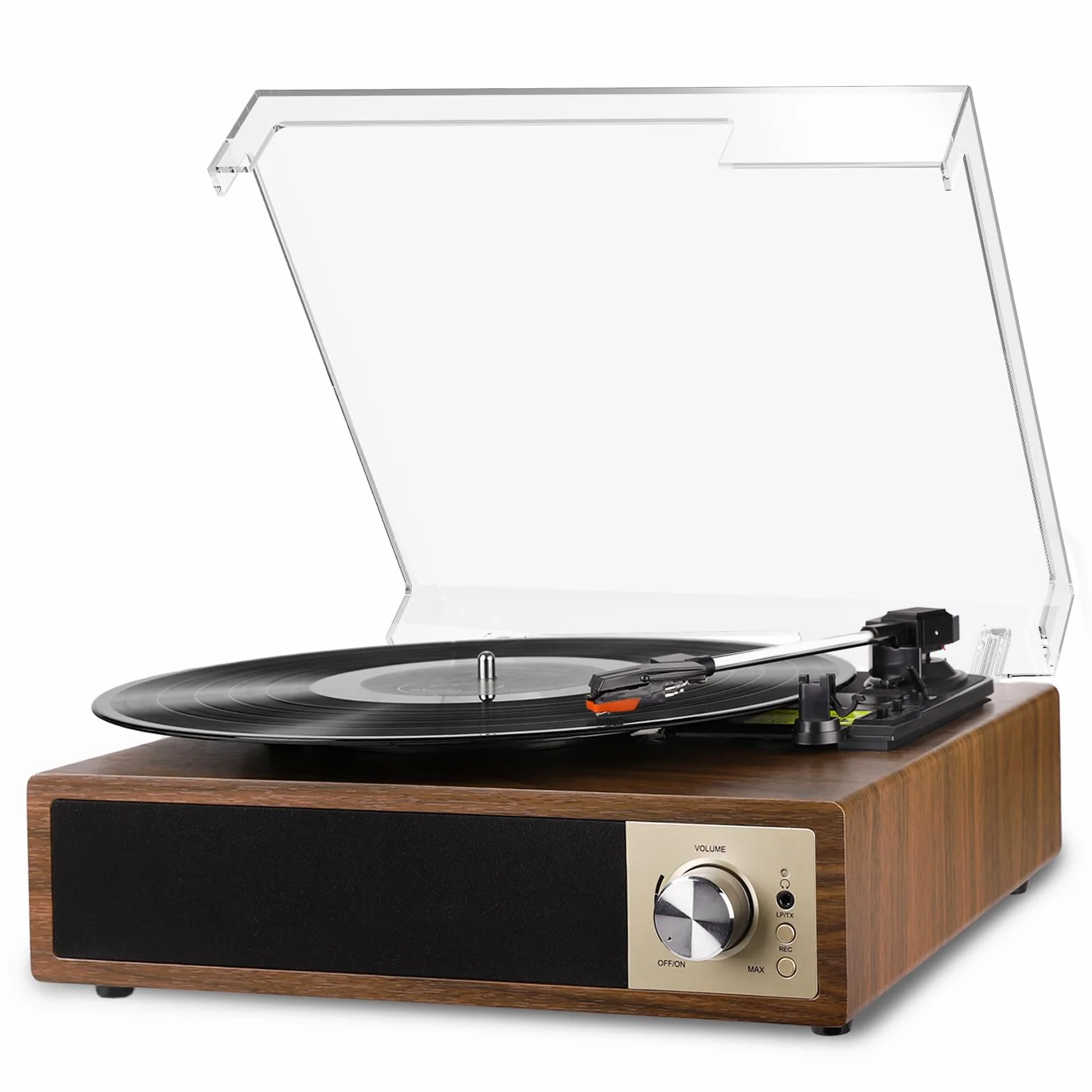 VIFLYKOO Gramofon, Bluetooth 5.4 z 2 Głośnikami Stereo, Bezprzewodowy 3-Biegowy 33/45/78 obr./min, Odtwarzacz Winylowy Obsługuje Wejście Słuchawkowe/Wejście AUX/Wyjście RCA/USB
