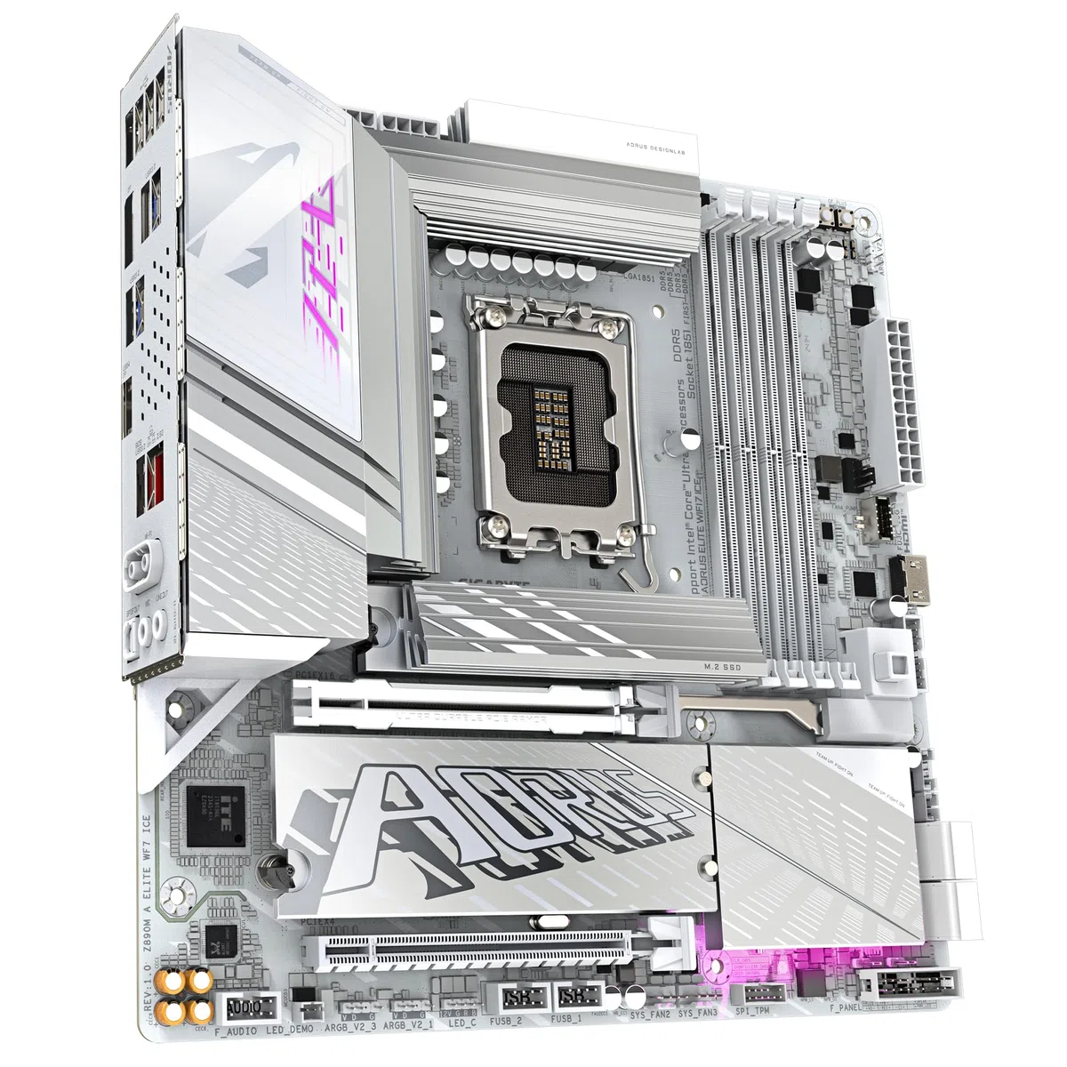GIGABYTE Płyta główna Z890M AORUS ELITE WIFI7 ICE - obsługuje procesory Intel Core Ultra (seria 2), 12+1+2 fazy VRM, do 8800 MHz DDR5 (OC), 1 x PCIe 5.0 + 2 x PCIe 4.0, Wi-Fi 7, 2.5 GbE LAN,