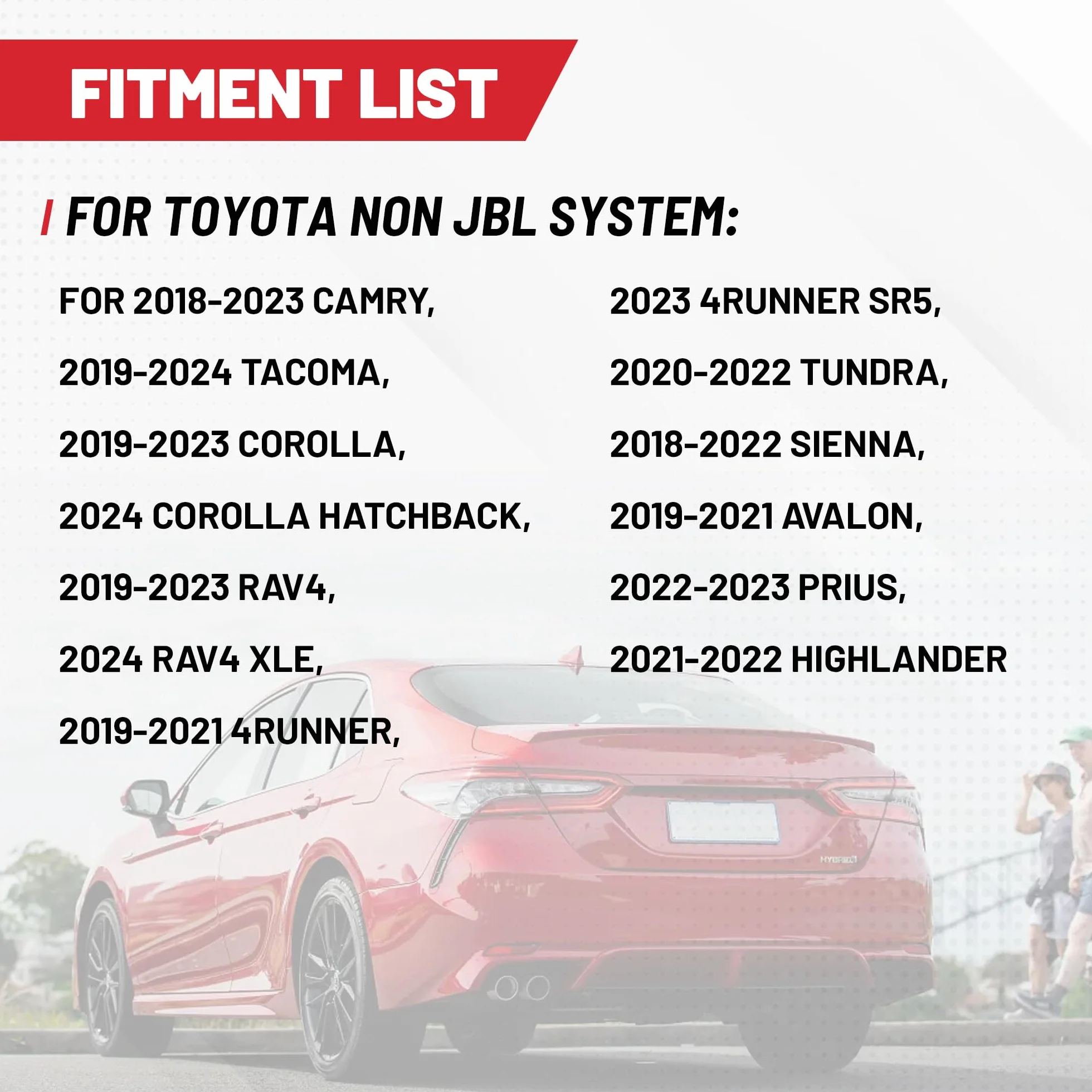 RED WOLF Dodaj wzmacniacz wzmacniacza subwoofera okablowanie głośnika T-Harness Radio Stereo Złącze wtykowe kompatybilne z Toyota 2018-2022 Camry RAV4 Tacoma Corolla Non-JBL