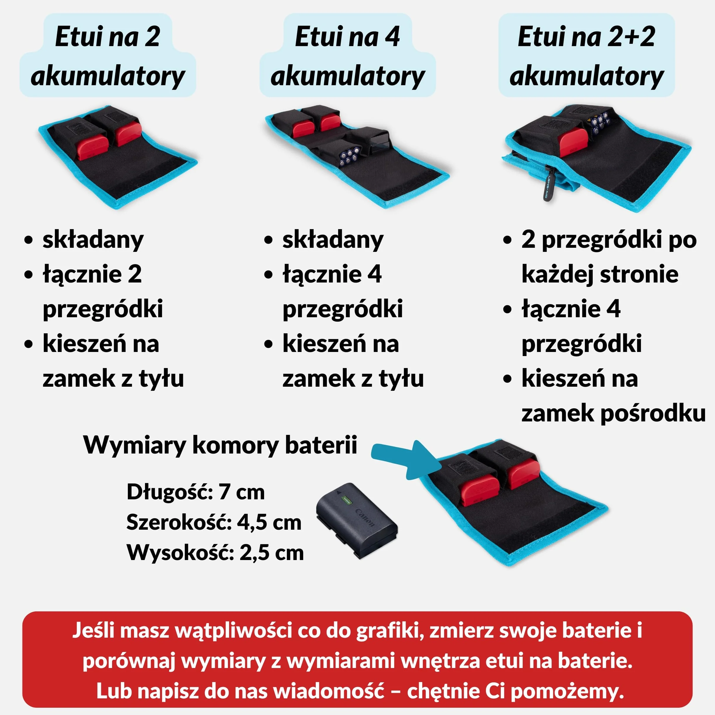 LENS-AID Etui na baterie do aparatu: przechowywanie baterii, kart pamięci – kompatybilny z Canon, Nikon, Sony, Fuji itp.., czarny/niebieski, für 2 Akkus, Dwukolorowy