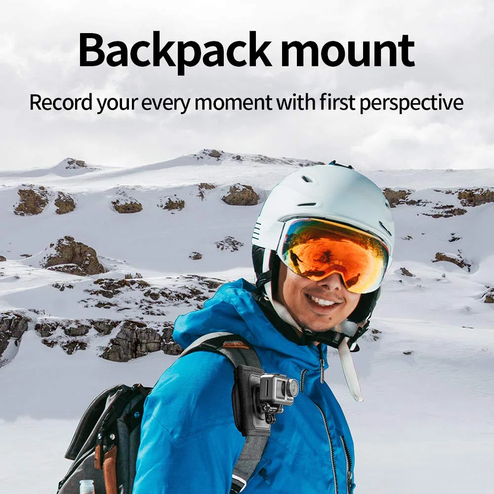 TELESIN Plecak z paskiem na ramię Uchwyt do DJI OSMO Action 5 Pro/4, GoPro Hero 13/12/11/10/9/Max, Insta360, z regulowaną podkładką na ramię i haczykiem J, Uchwyt na pasek-System mocowania, akcesoria