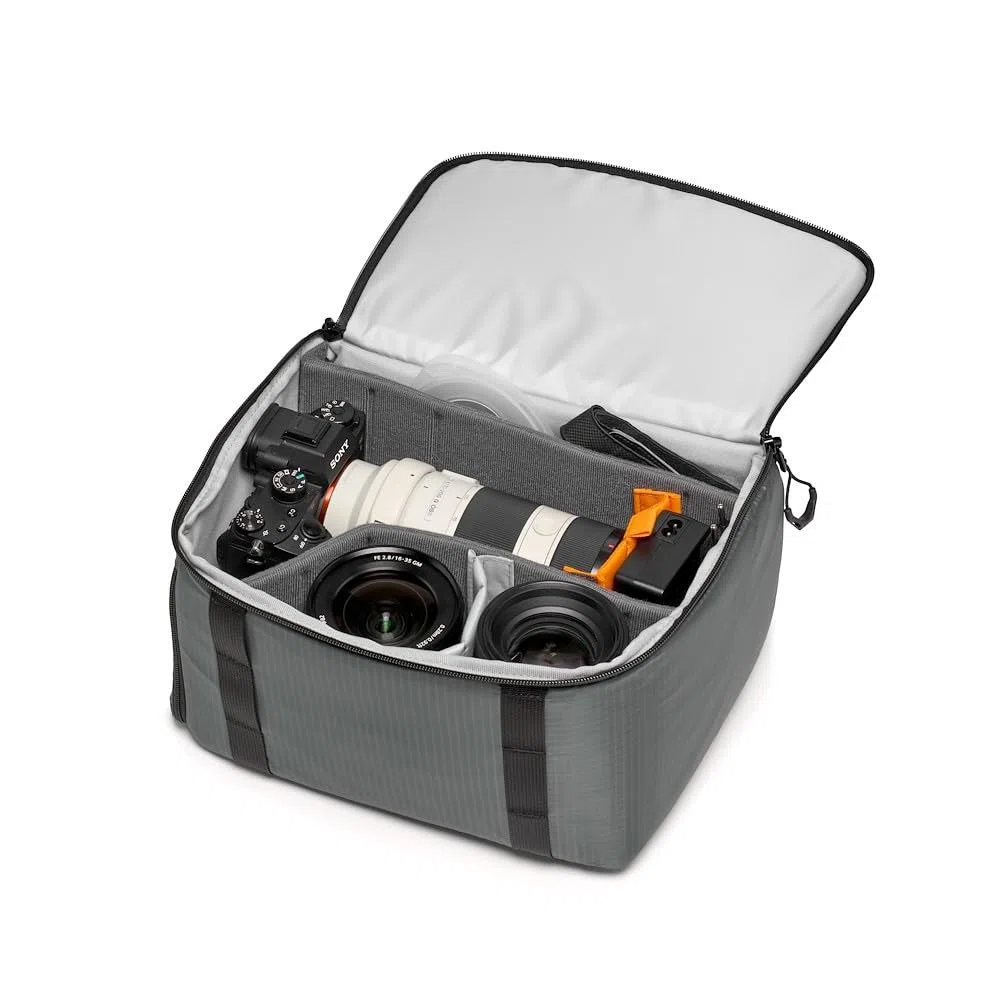 Lowepro GearUp PRO Bardzo duże II pudełko na aparat fotograficzny, twarde etui na aparat bezlusterkowy i odblaskowy, etui z regulowanymi przegrodami na plecak na aparat, torba na aparat, szara
