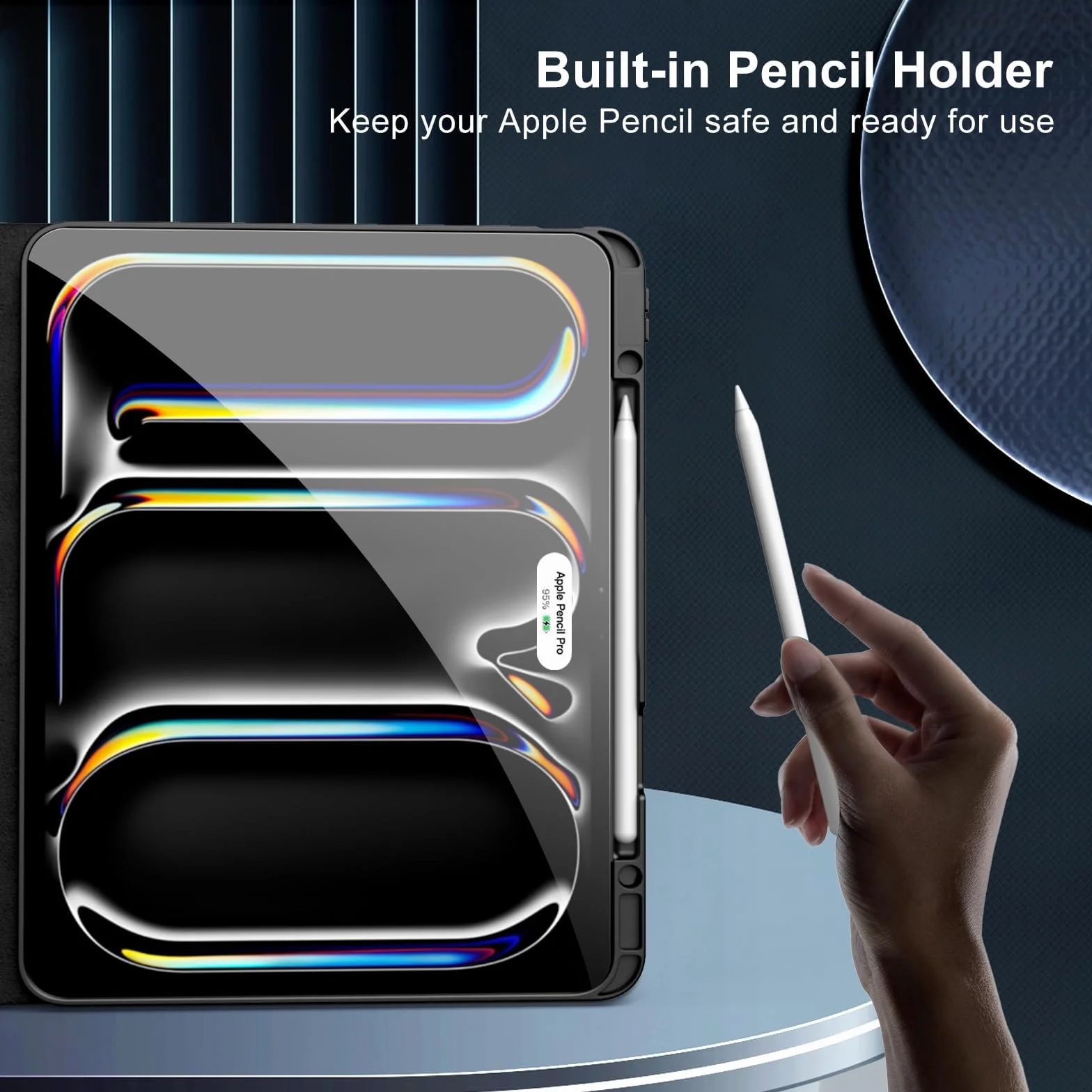 MoKo for iPad Pro 13 Inch Case with Keyboard (M4, 2024), iPad Pro 13 Case with Pencil Holder, Detachable Wireless Keyboard - Multi-Touch Trackpad - 7 Colors Backlight, Multi Stand, Black