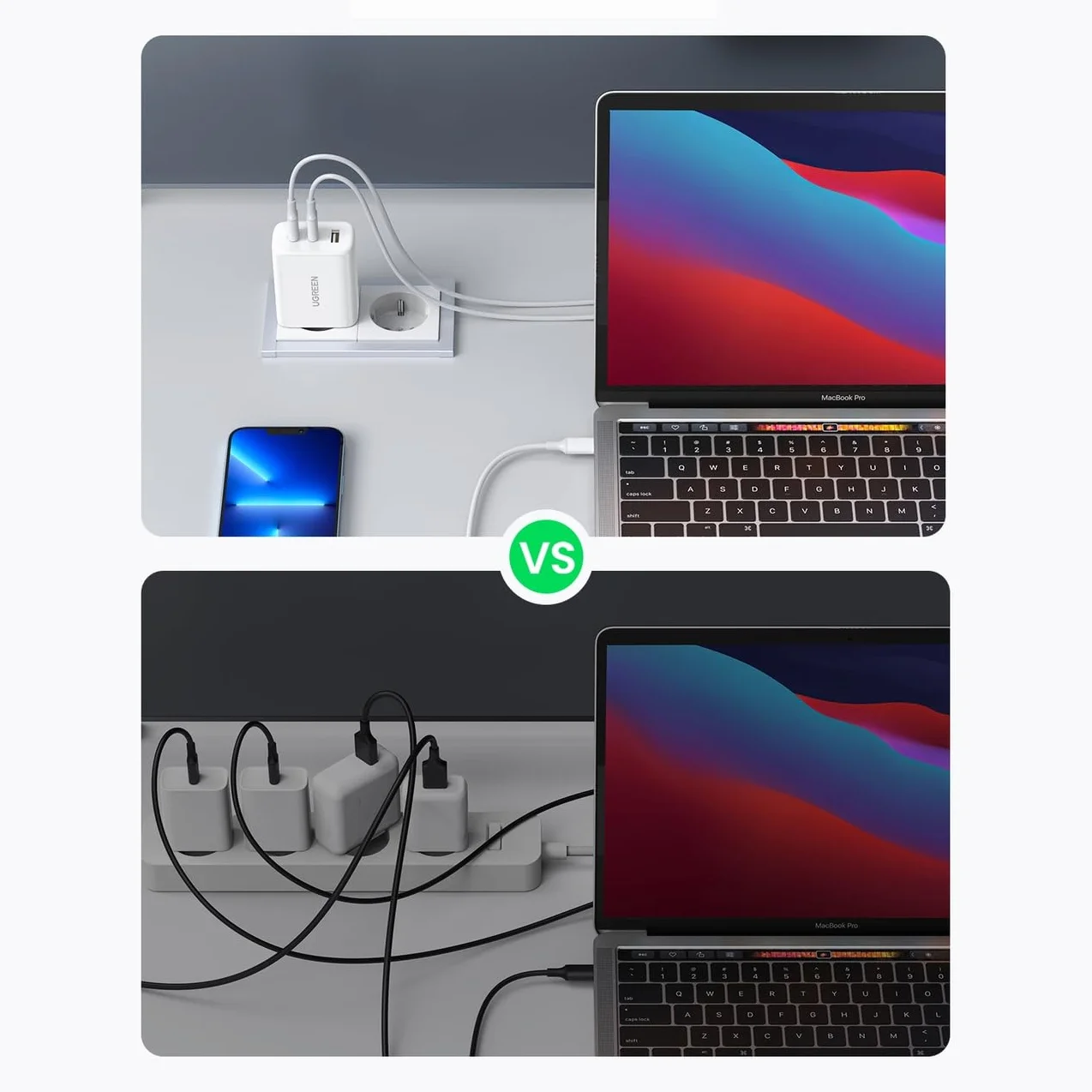 UGREEN Ładowarka ścienna CD275 65W 2x USB-C 1x USB Biała