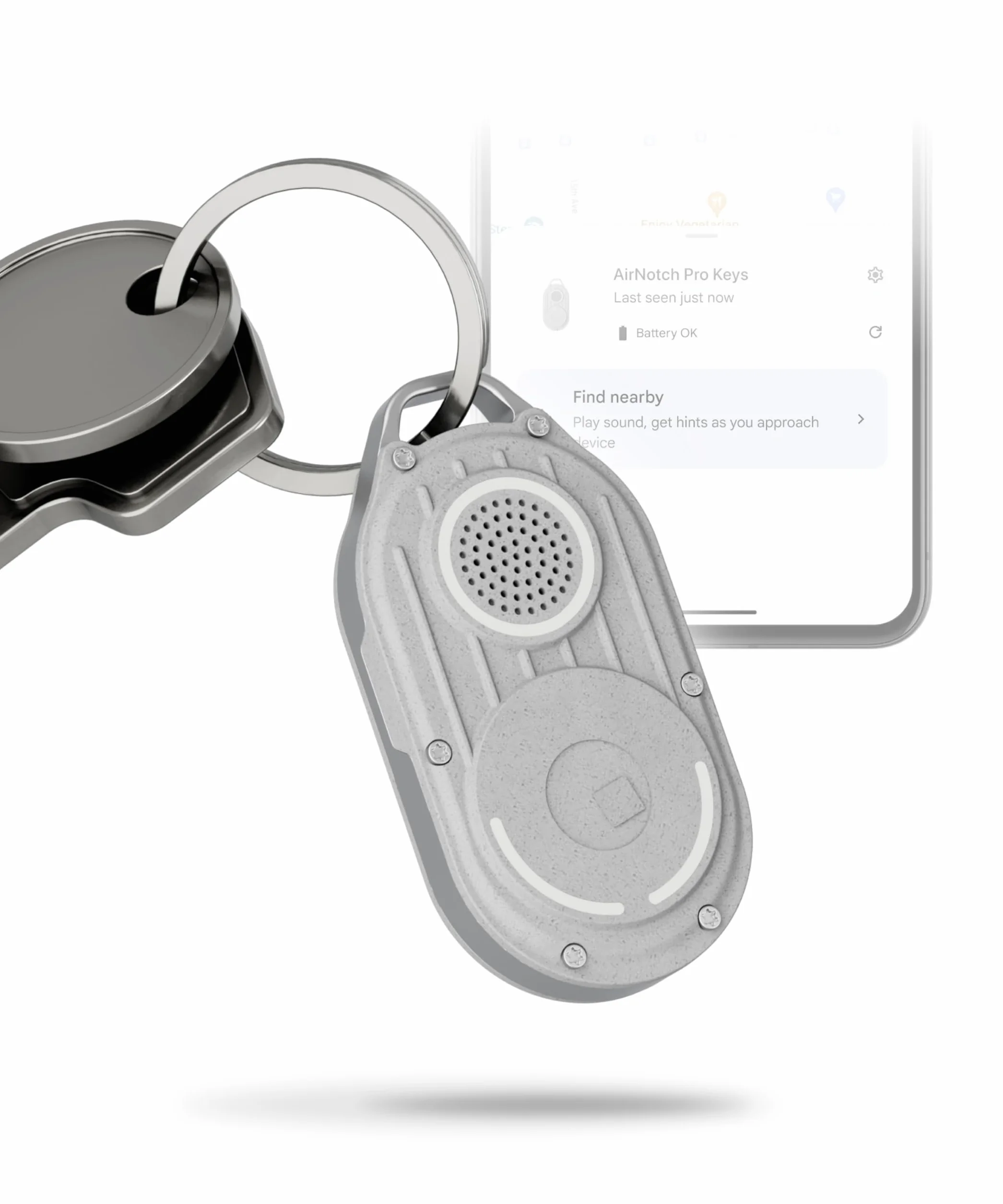Rolling Square AirNotch Pro – tracker Bluetooth kompatybilny tylko z systemem Android Google Find Hub, brelok do kluczy, wymienne baterie, dźwięk 360°, inteligentny znacznik, świecący w ciemności
