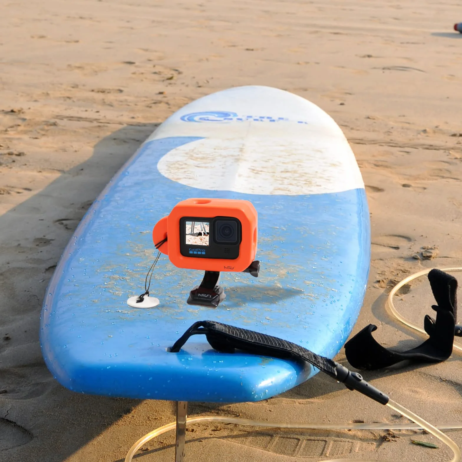HSU Pływające etui do GoPro Hero 13/12/11/10/9, czarne, pływająca obudowa, akcesoria do sportów wodnych, surfingu, pływania, nurkowania (pomarańczowe)