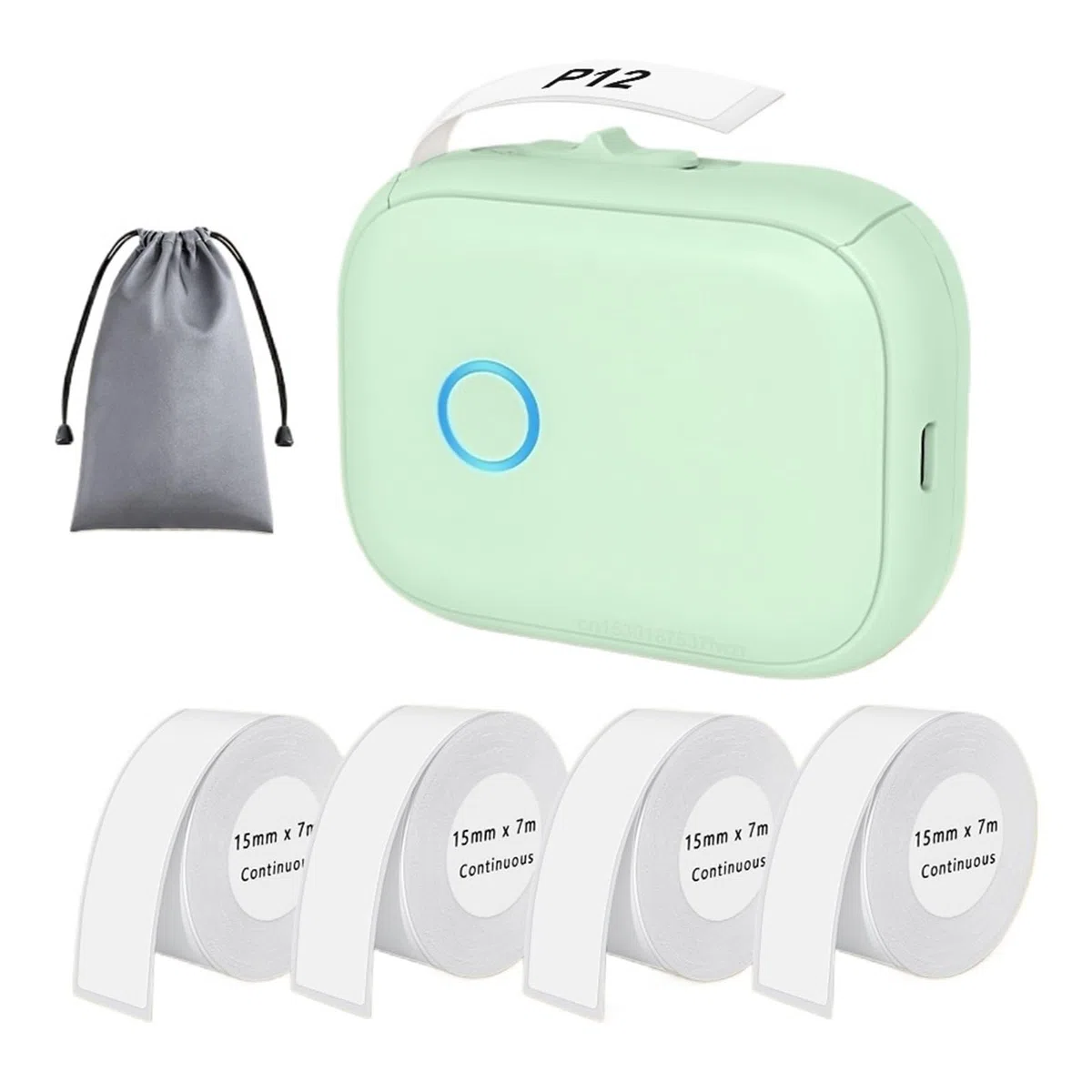P12 Bezprzewodowa Termiczna Drukarka Etykiet Bluetooth Przenośna Samoprzylepna Kieszonkowa Mini Drukarka Etykiet Z Ciągłą Taśmą Etykietową Wyraźne Drukowanie(Printer Set 2)